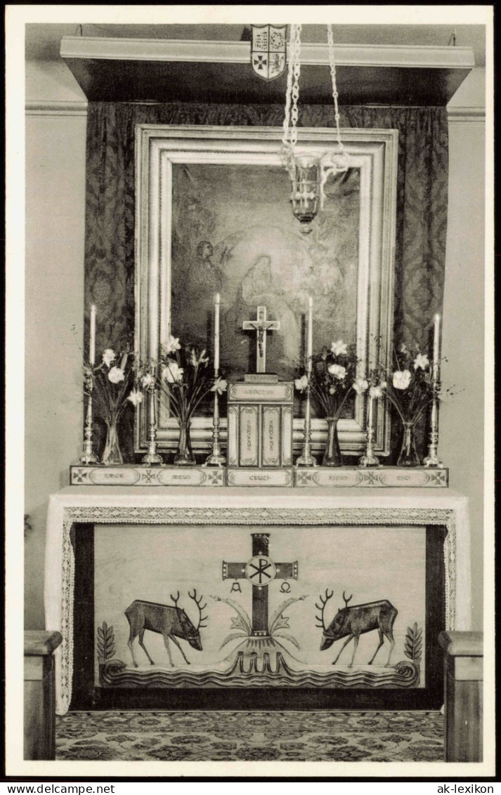 Postcard Djursholm Birgittasystrarna. Handsnidat Altare Kloster 1955 - Suède