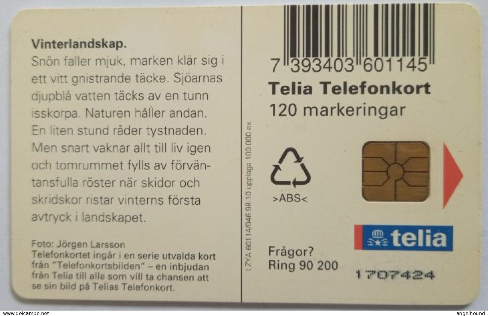 Sweden 120Mk. Chip Card - Lantern In A Snow - Zweden