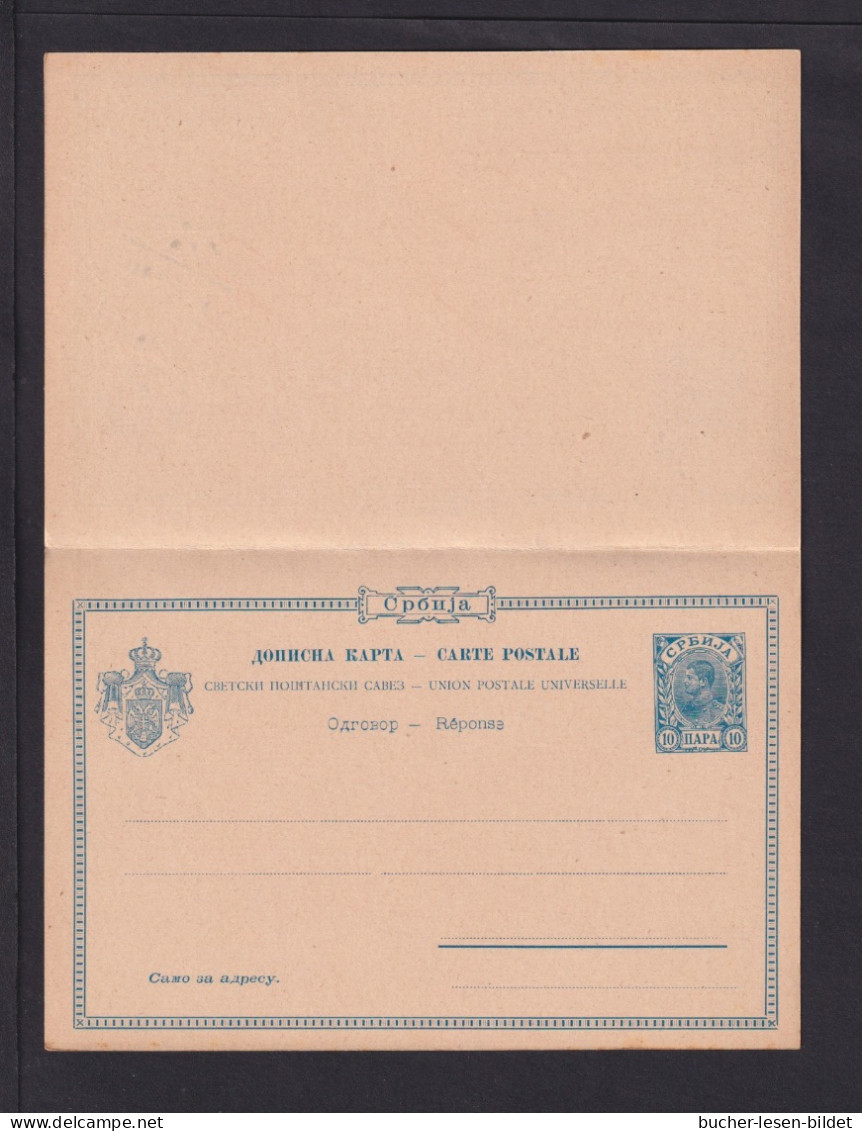 1895 - 20 P. Doppel-Ganzsache (P 48) Ab Goloubatz - Ohne Text - Serbie