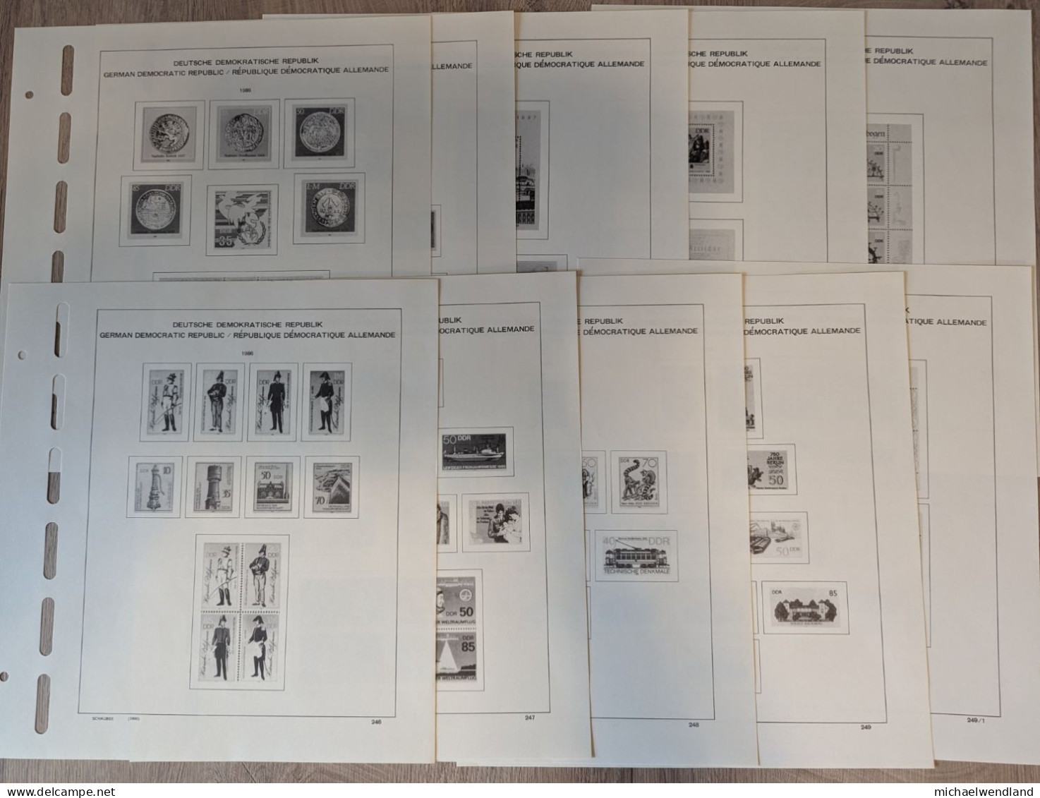 Original-Einleger Schaubek-Alben DDR 1986 - 10 Blatt - Vordruckblätter