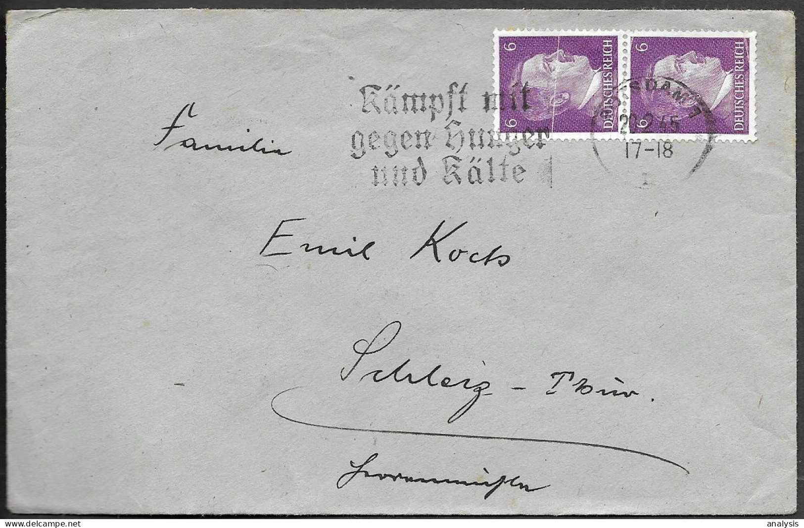 Germany WW2 Potsdam Cover Mailed 1945. Late Date In WW2 20.02.45 - Lettres & Documents