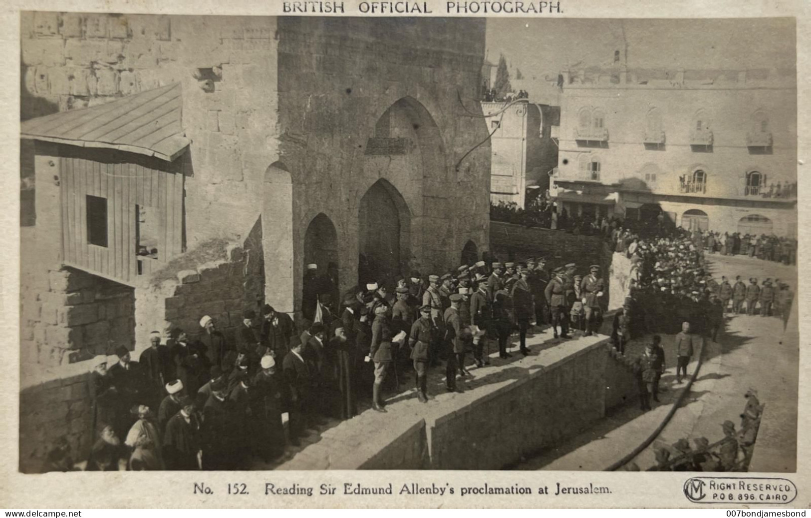 PALESTINE  ISRAEL  BRITISH OFFICIAL PHOTOGRAPH  POSTCARD GENERAL  ALLENBY  IN JERUSALEM JUDAICA WW1 1918  NO. 152 - Guerre 1914-18