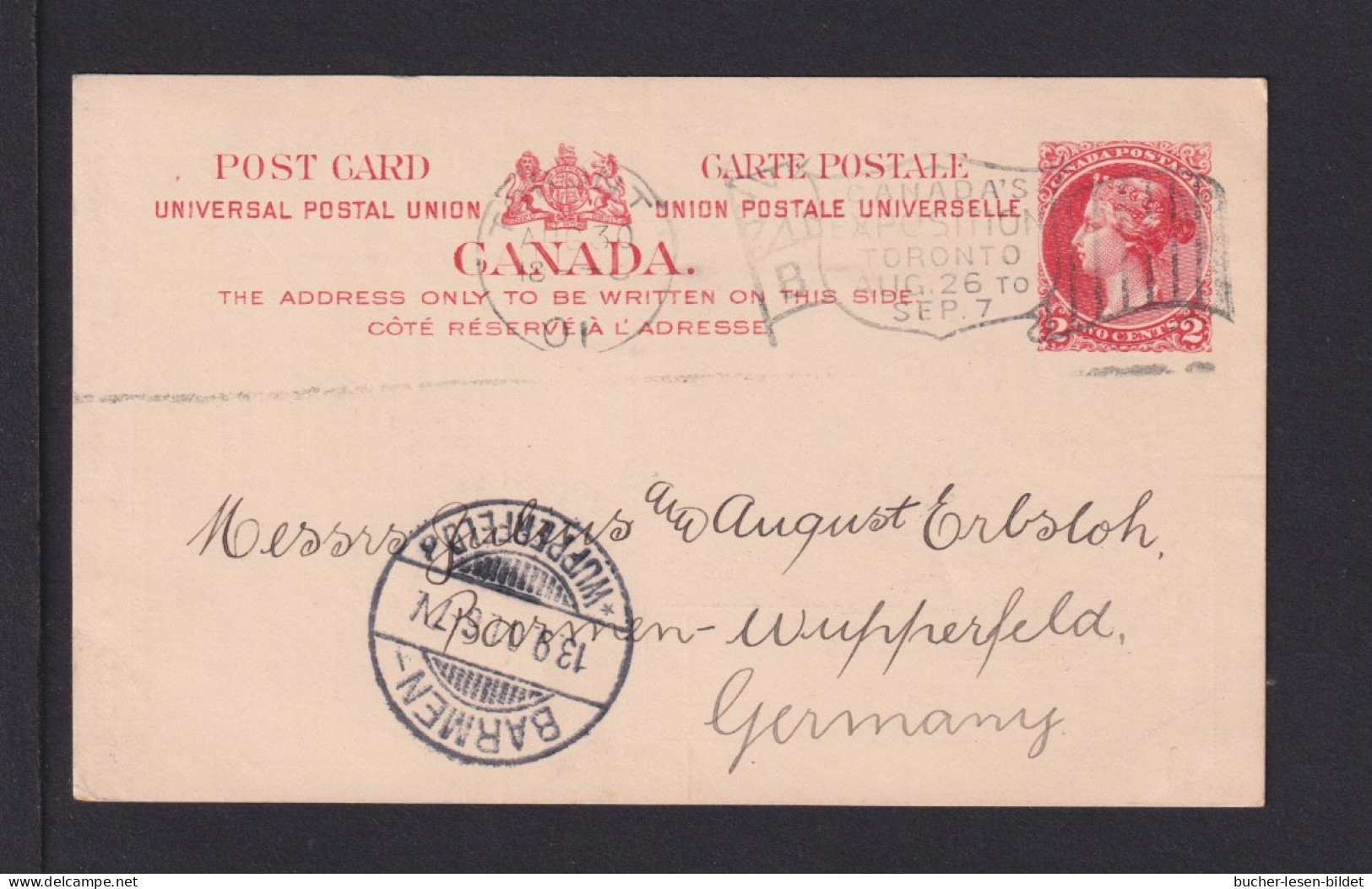 1901 - 2 C. Ganzsache (P 16) Ab Toronta Nach Deutschland - Covers & Documents