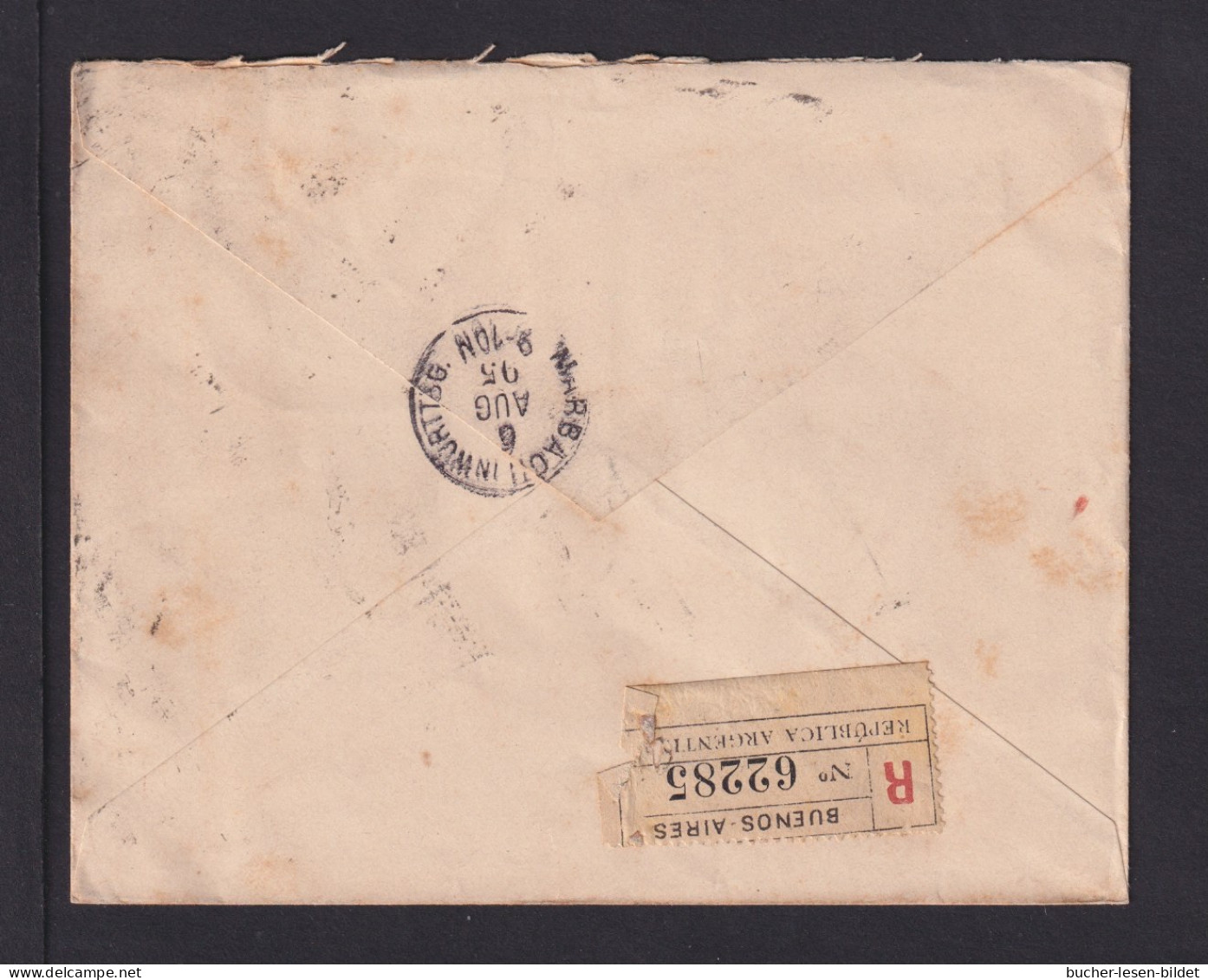 1895 - 5 C. Ganzsache Mit Zufrankatur Als Einschreiben Ab Buenos AIres Nach Marbach - Lettres & Documents