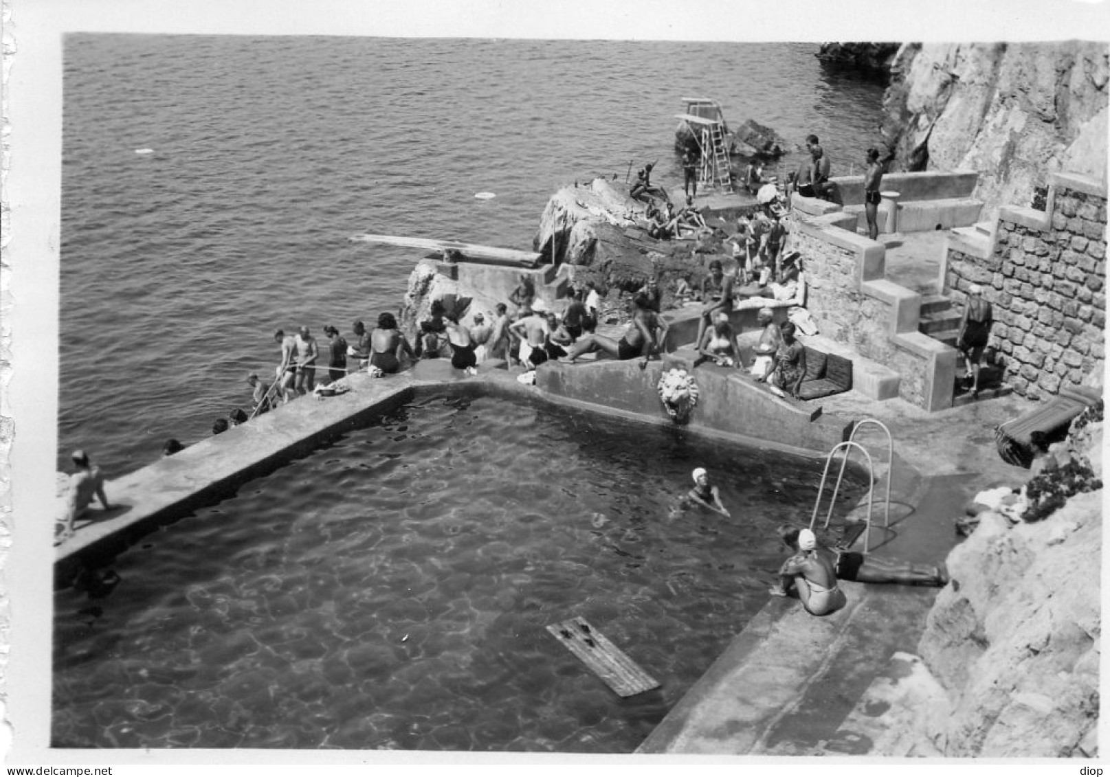 Photographie Photo Vintage Snapshot Mer Sea Nage Swim Maillot Swimsuit ANTIBES  - Lieux