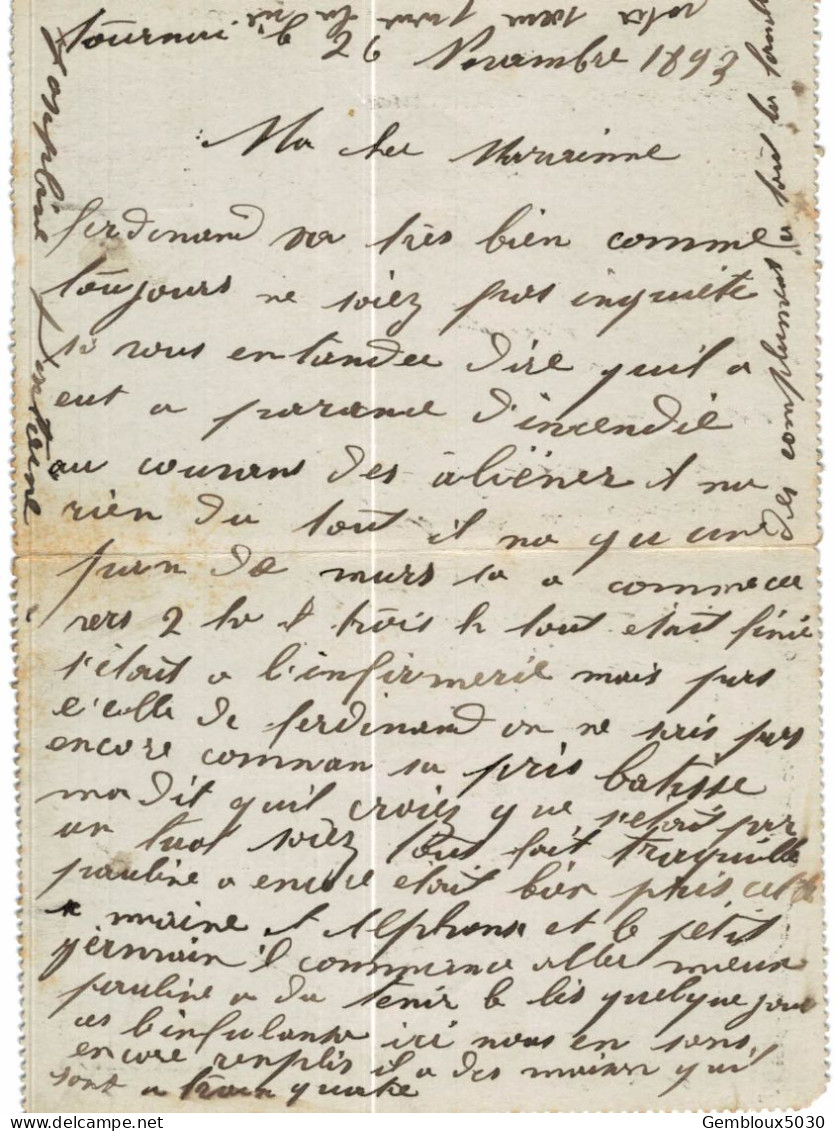 Carte-lettre N° 46 écrite De Tournai Vers Mons - Letter-Cards