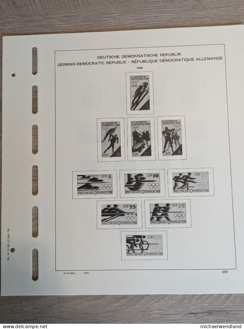 Original-Einleger Schaubek-Alben DDR 1988 - 14 Blatt - Pré-Imprimés