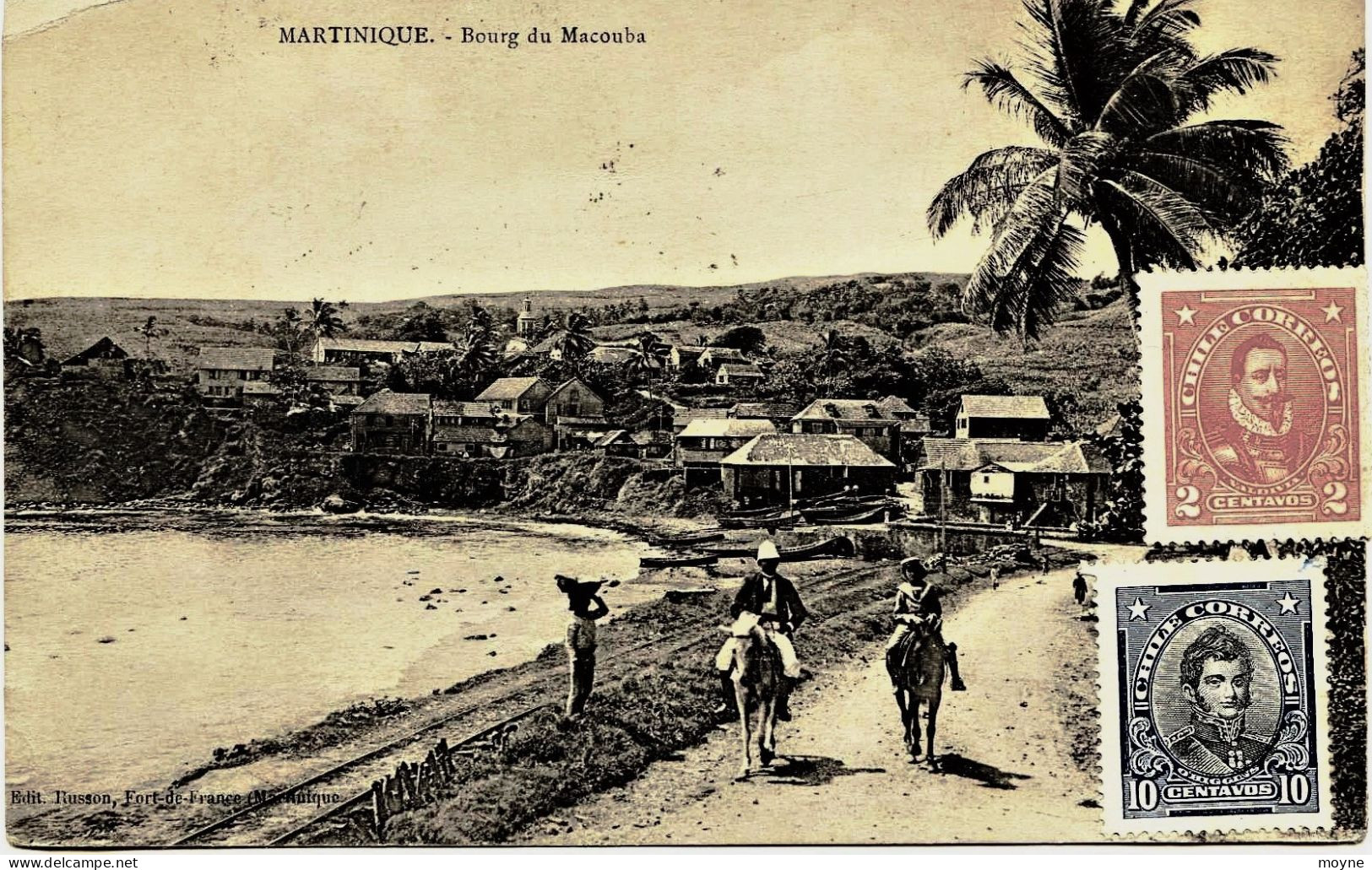 2514 -Martinique - Fort De France : Bourg De Macouba : Couple à Cheval - Edit. Russon - CPA Postée à Valparaiso (vo - Altri & Non Classificati