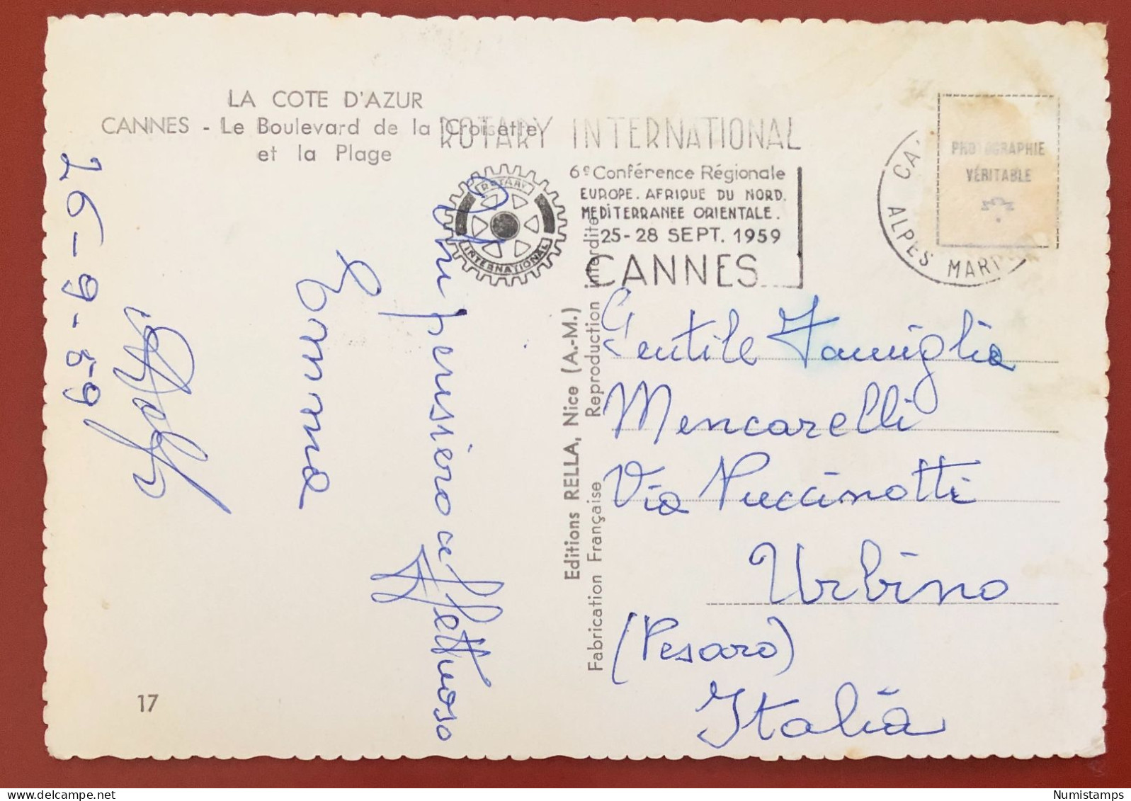 LA COTE D'AZUR - CANNES - Le Boulevard De La Croisette Et La Plage - 1959 (c827) - Cannes