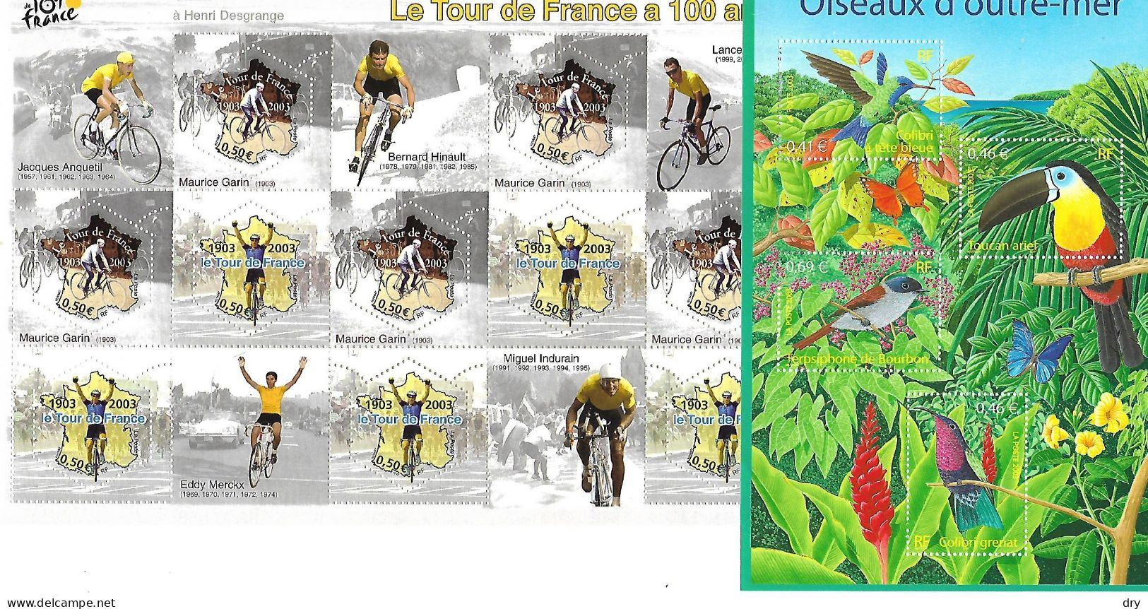 France 2003. Lot Feuillets N° 56 Et 59. Neufs**. Oiseaux Et Tour De France.. Faciale - 20 %. Envoi Gratuit. - Mint/Hinged