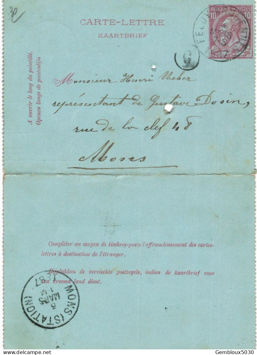 Carte-lettre N° 46 écrite De Feluy Vers Mons (petit Trou) - Cartes-lettres