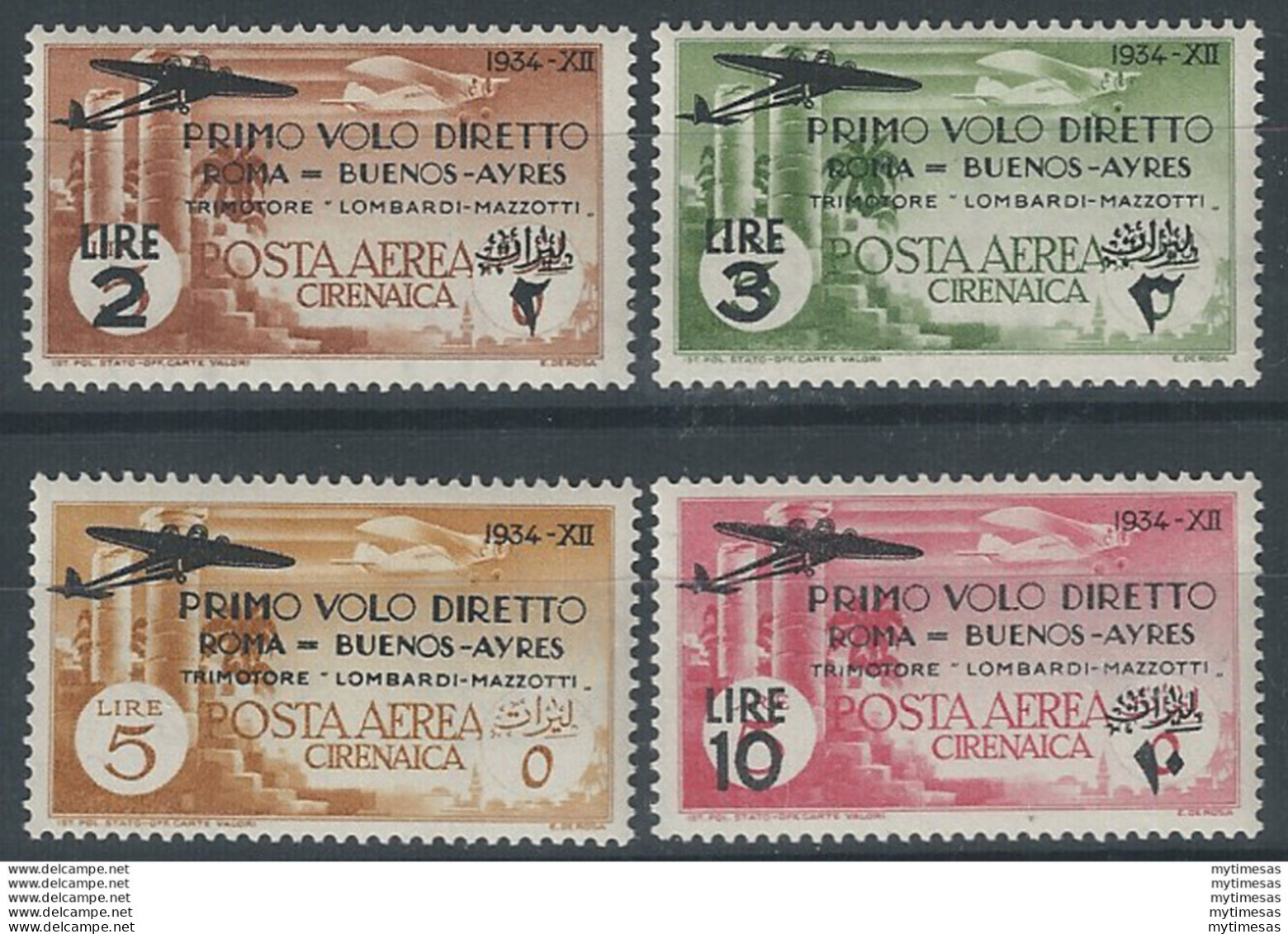1934 Cirenaica Aerea Roma-Buenos Aires 4v. MNH Sassone N. 20/23 - Other & Unclassified