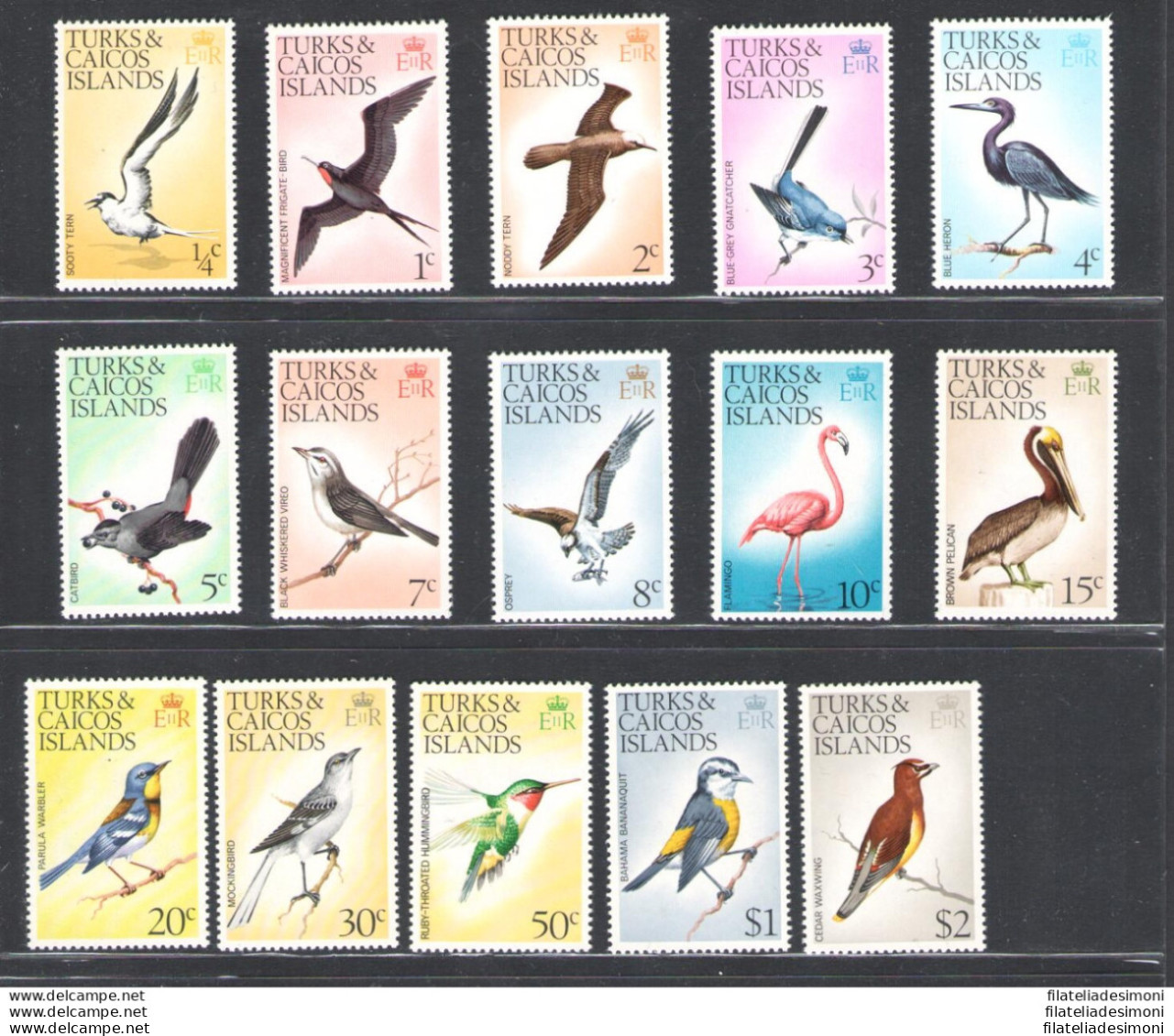 1973 Turks E Caicos Islands - Stanley Gibbons N. 381-463 - Uccelli,15 Valori - MNH** - Autres & Non Classés