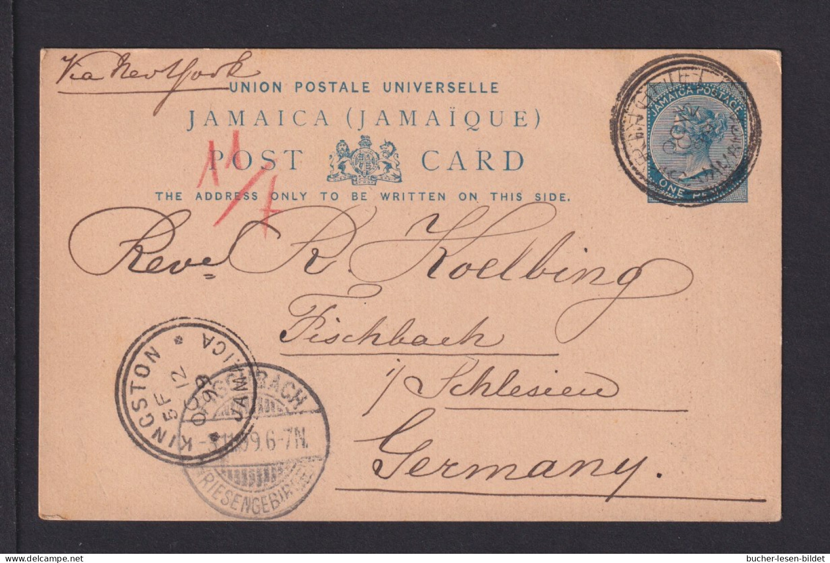 1899 - 1 P. Ganzsache (P 17) Ab SPRINGFIELD Nach Fischbach - Jamaica (...-1961)