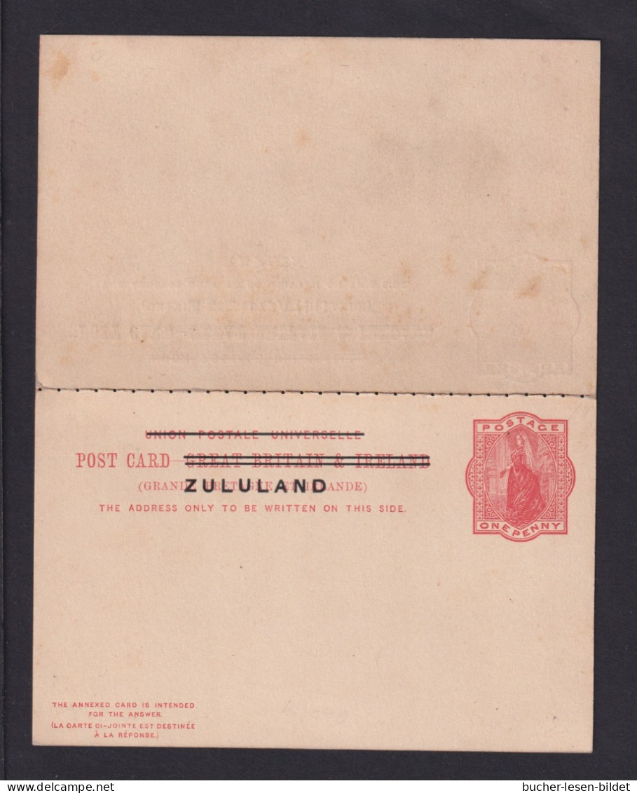 1 P. Überdruck-Doppel-Ganzsache (P 4) - Ungebraucht - Zululand (1888-1902)