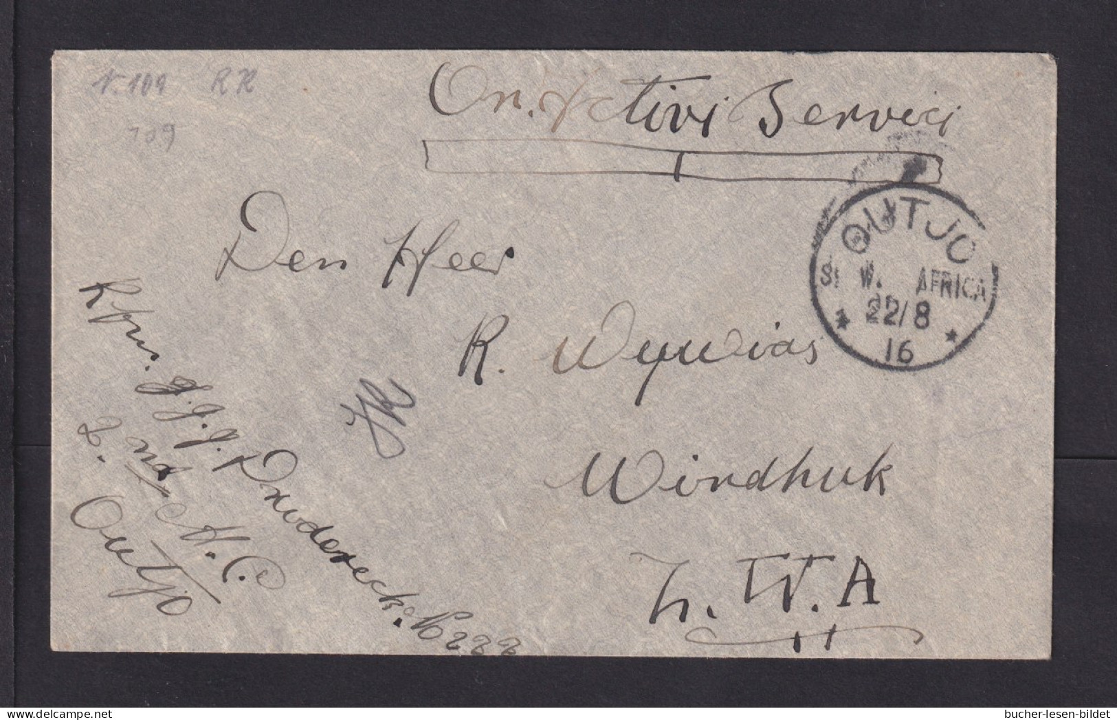 1916 - Portofreier Brief Ab OUTJO Nach Windhuk - South West Africa (1923-1990)