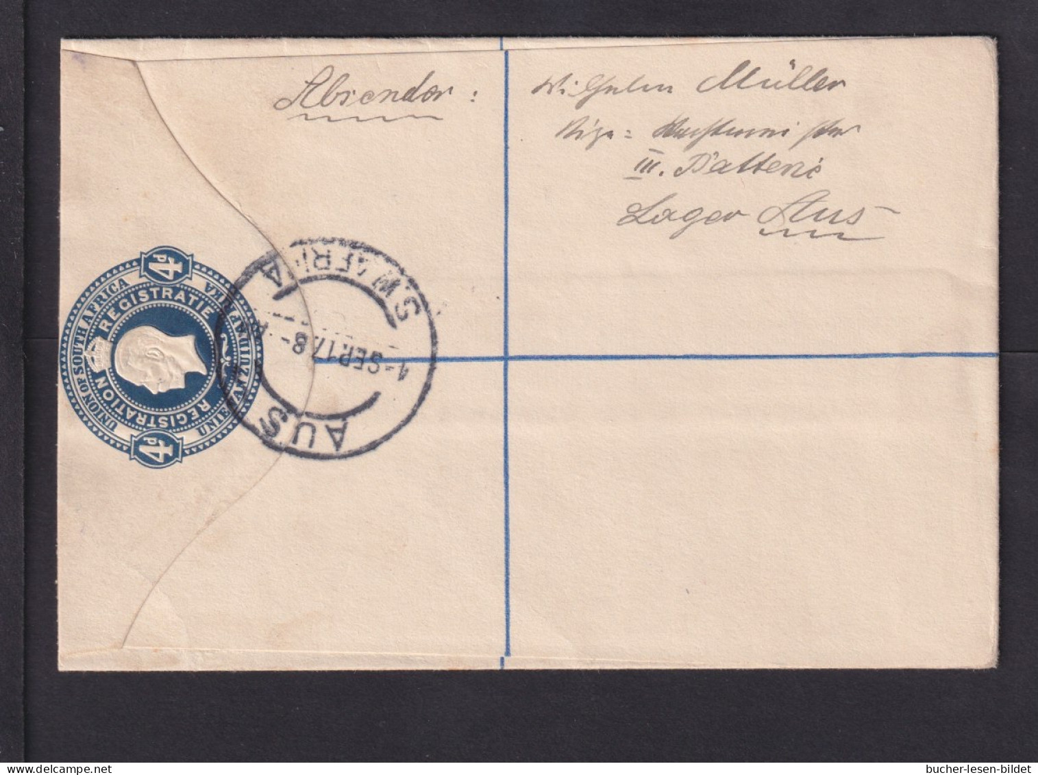 1917 - 4 P. Einschreib-Ganzsache Als POW-Brief Ab AUS Nach Windhuk - Zensuren - Afrique Du Sud-Ouest (1923-1990)
