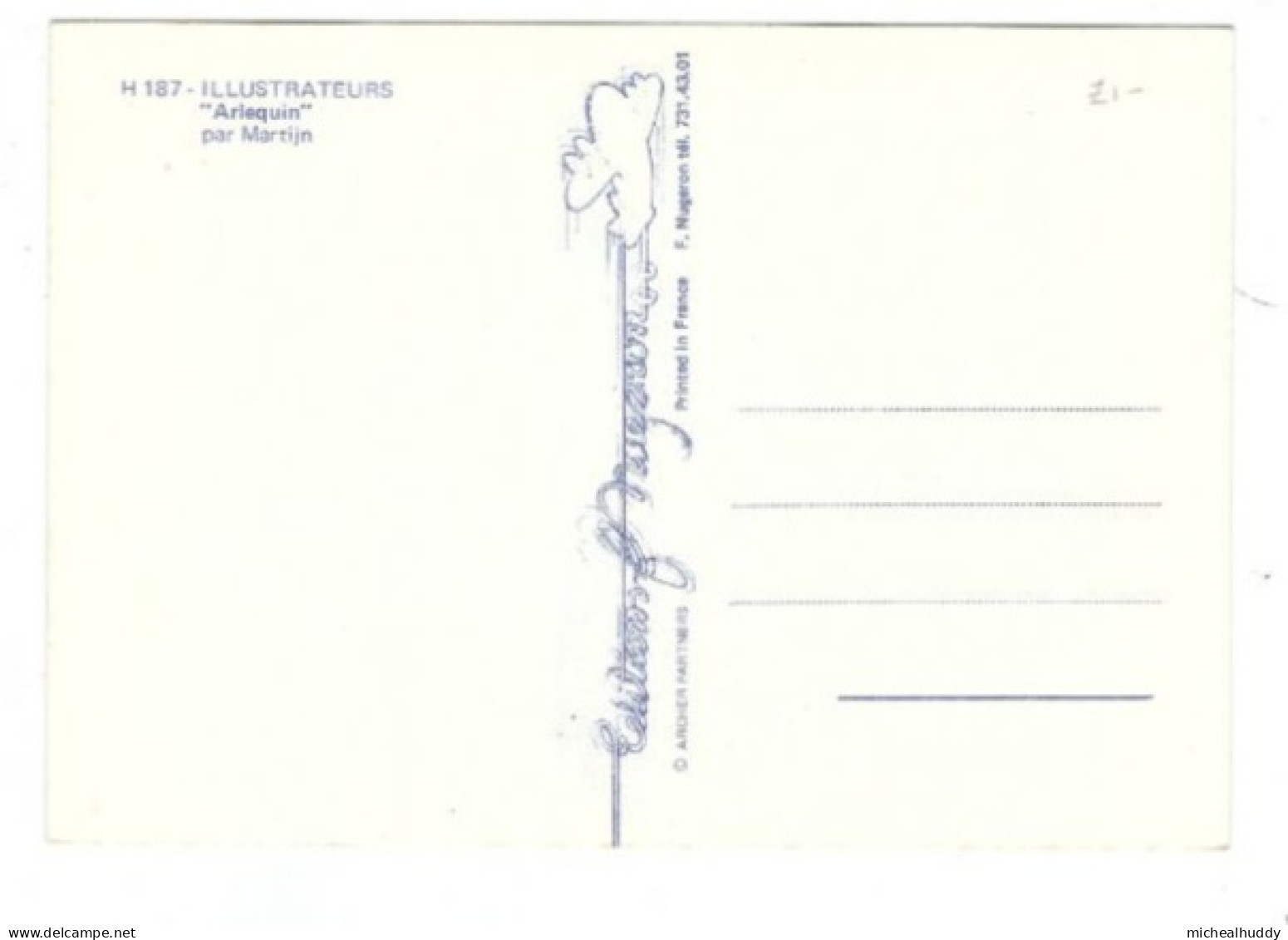 PUBL BY EDITIONS NUGERON  ILLUSTRATEURS SERIES ARLEQUIN BY MARTIJN  CARD NO H  187 - Zeitgenössisch (ab 1950)