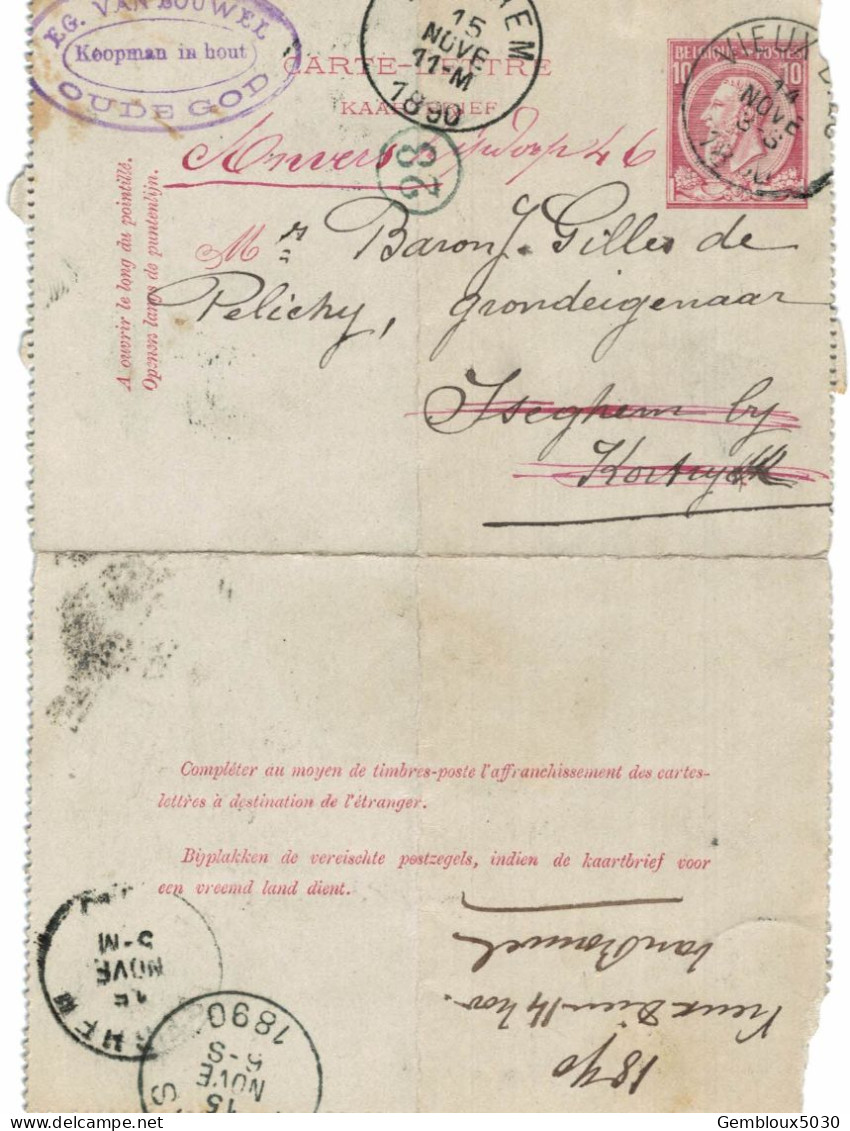 Carte-lettre N° 46 écrite De Oude God Vieux-Dieu Vers Iseghem Bij Kortrijk Cachets (pli) - Cartes-lettres