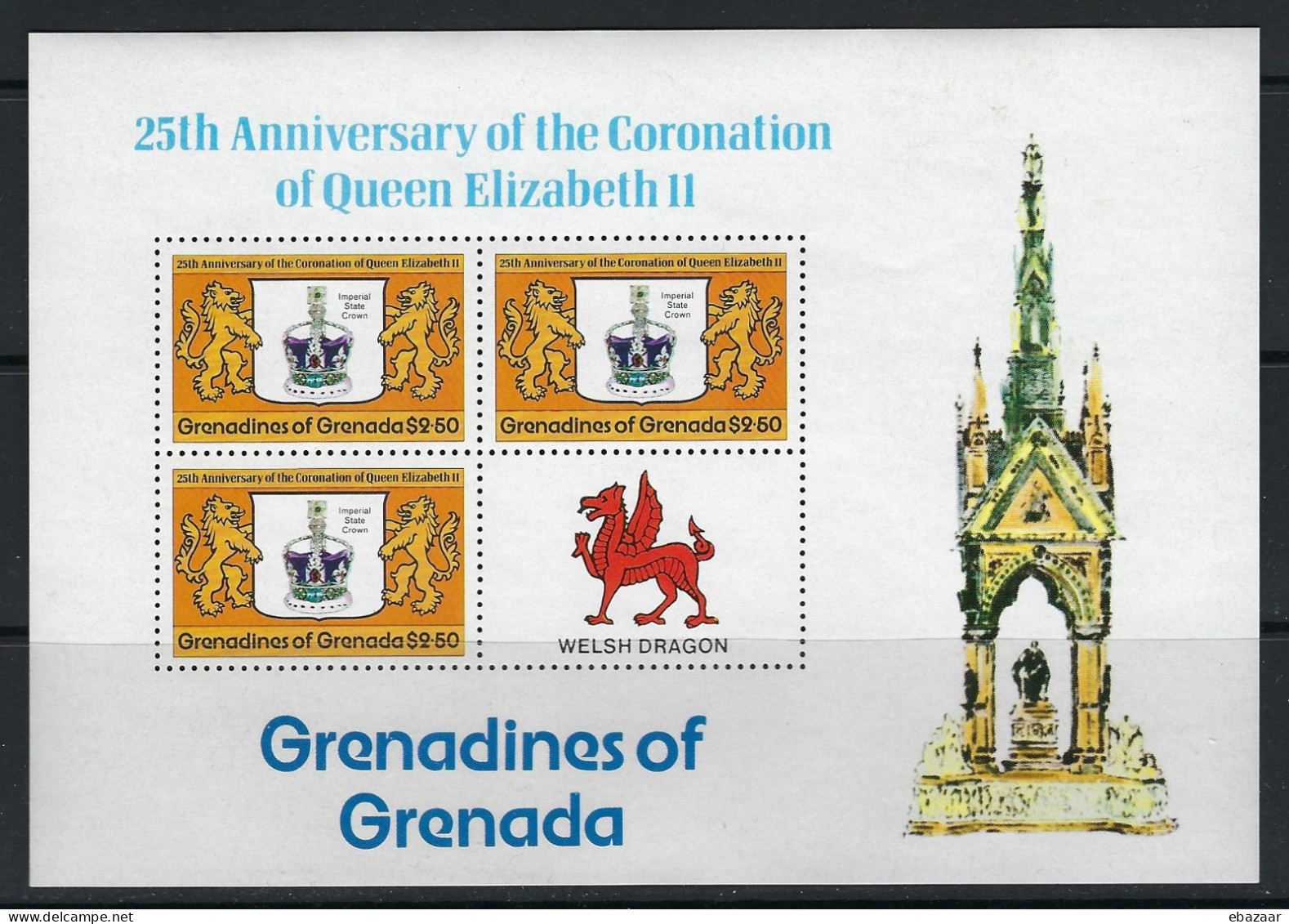 GRENADA GRENADINES 1978 Royalty, Kings & Queens Of England, Queen Elizabeth II, Silver Jubilee Stamps 3 Sheets MNH - Grenada (1974-...)