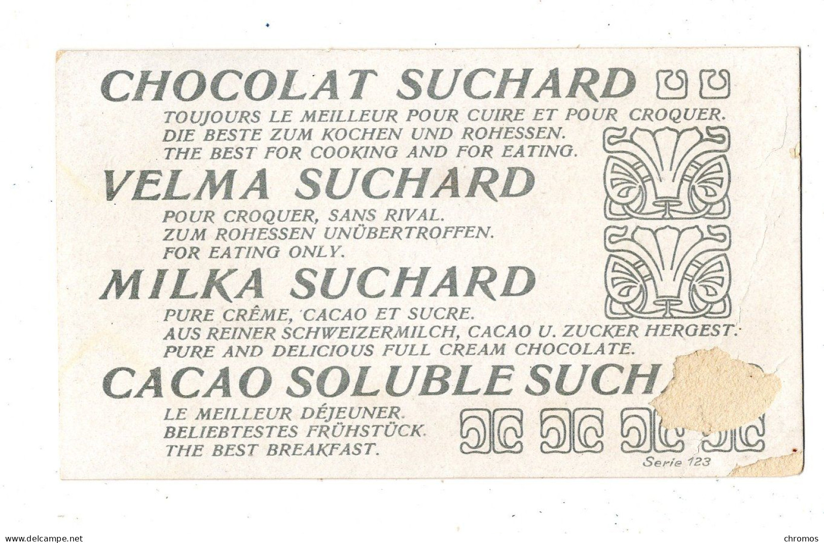 Chromo Chocolat Suchard, S 123 / 10, Assez Rare Serie Des Phénomènes Météorologiques, Avalange - Suchard