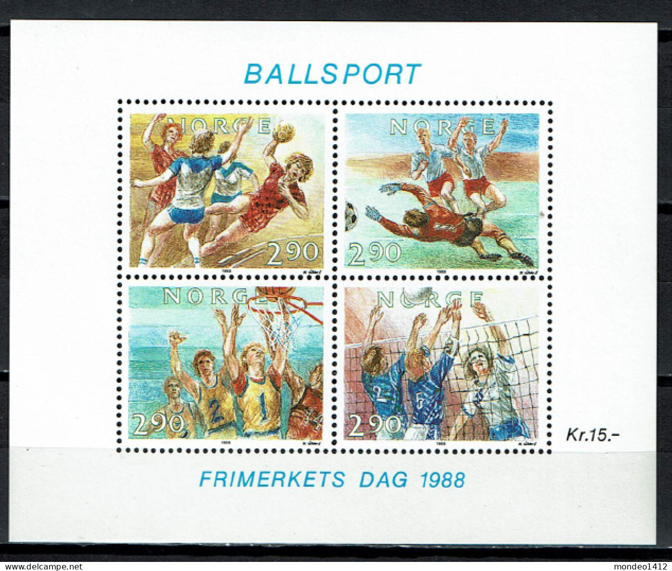 Norway 1988 - Yv. Bloc 10 -  Mi. Block 10 - MNH - Sport - Ballsport, Les Sports De Ballon - Blocs-feuillets