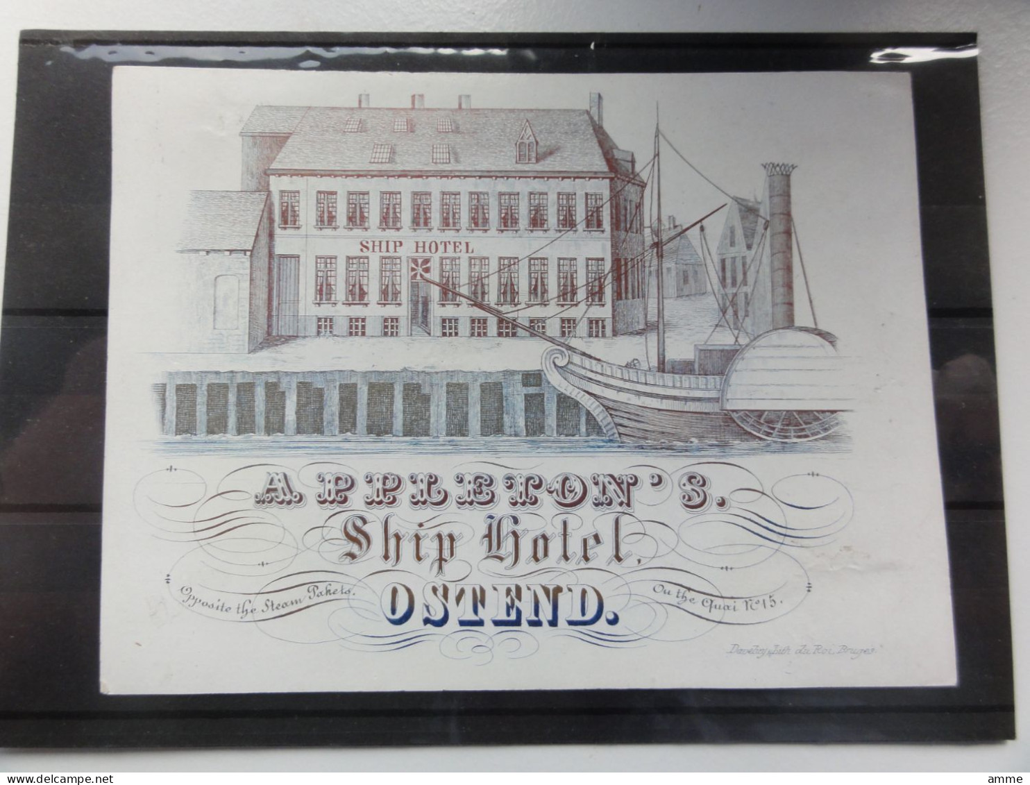 Oostende  *  Porseleinkaart  -  Appleton's Ship Hotel - On The Quai, 15, Opposite The Steam Pakets (Carte Porcelaine) - Cartes Porcelaine