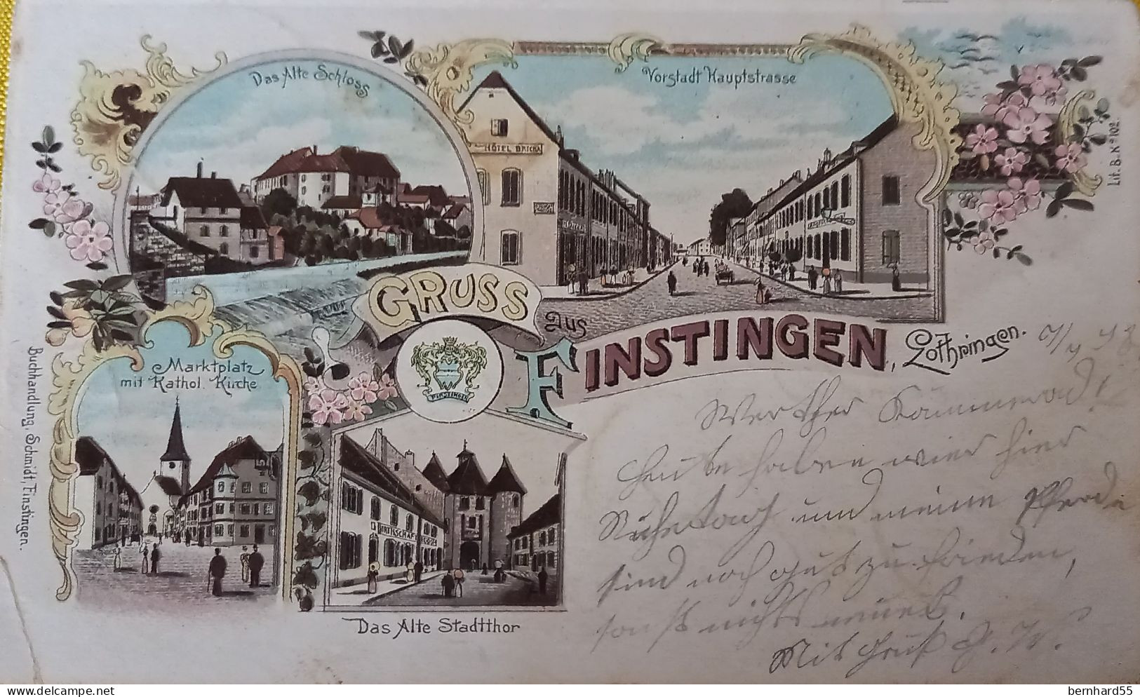 Gruss Aus Finstingen Lothringen Lithographie Mehrmotivkarte Farbig Postalisch Gelaufen 1898 Sehr Selten - Autres & Non Classés