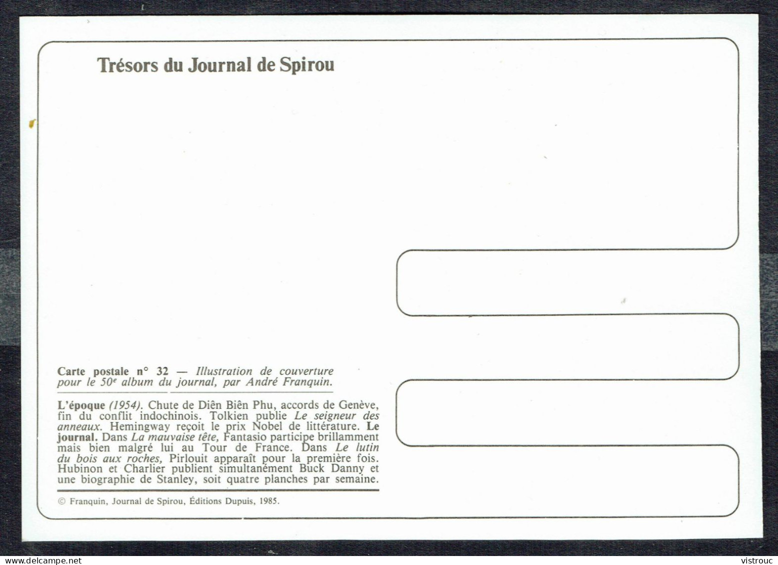 SPIROU - CP N° 32 : Illustration Couverture Album N° 50 De FRANQUIN - Non Circulé - Not Circulated - Ed. DUPUIS - 1985. - Comics