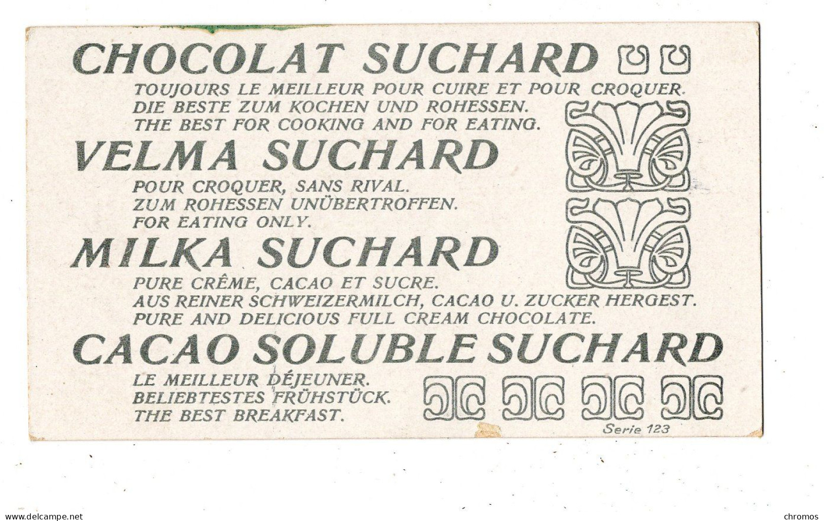 Chromo Chocolat Suchard, S 123 / 10, Assez Rare Serie: Phénomènes Météorologiques - Suchard