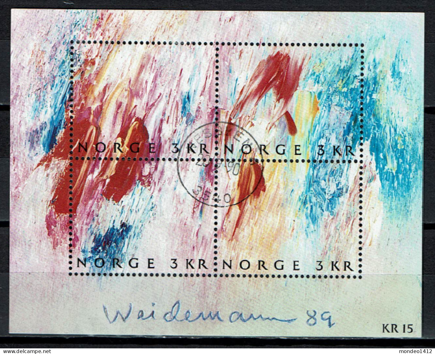 Norway 1989 - Yv. Bloc 12 -  Mi. Block 11 - Gest./obl./used - Modern Paintings Weidemann - Blocks & Kleinbögen