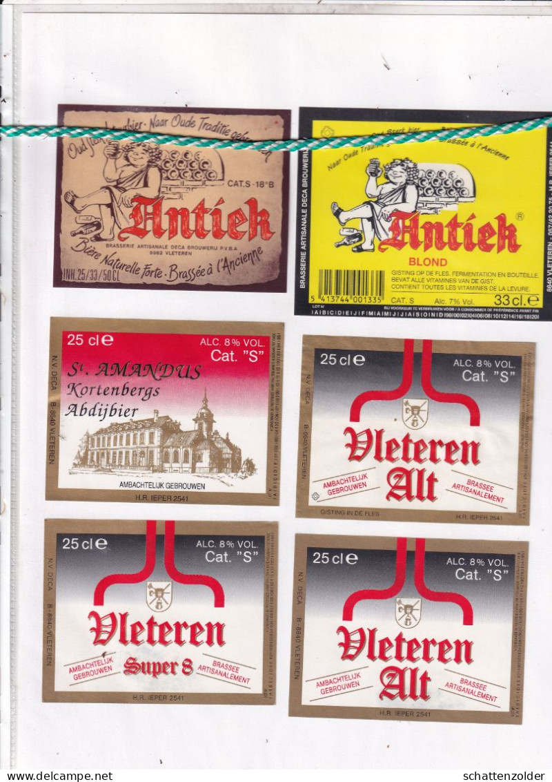 Lot Bier Etiketten, Brouwerij Deca, Vleteren. - Bière