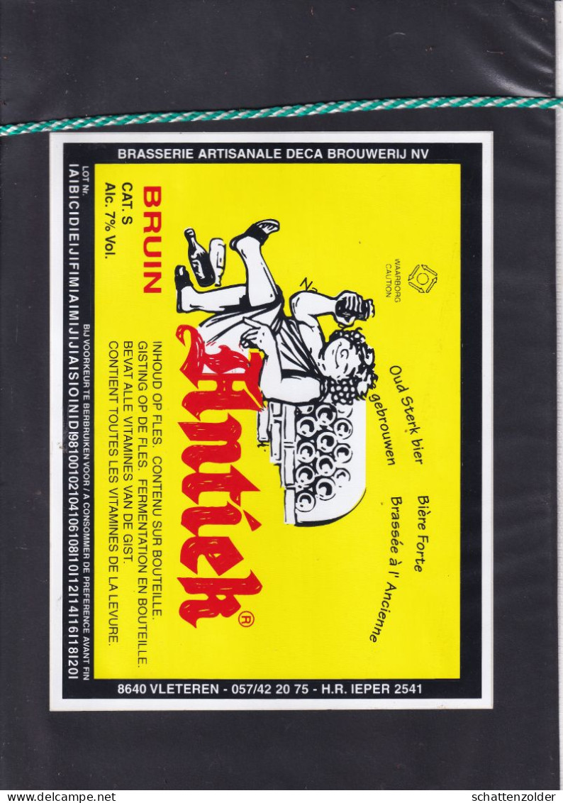 Twee GROTE Bier Etiketten, Antiek Bier Blond En Bruin, Brouwerij Deca, Vleteren. (Formaat A4) - Birra