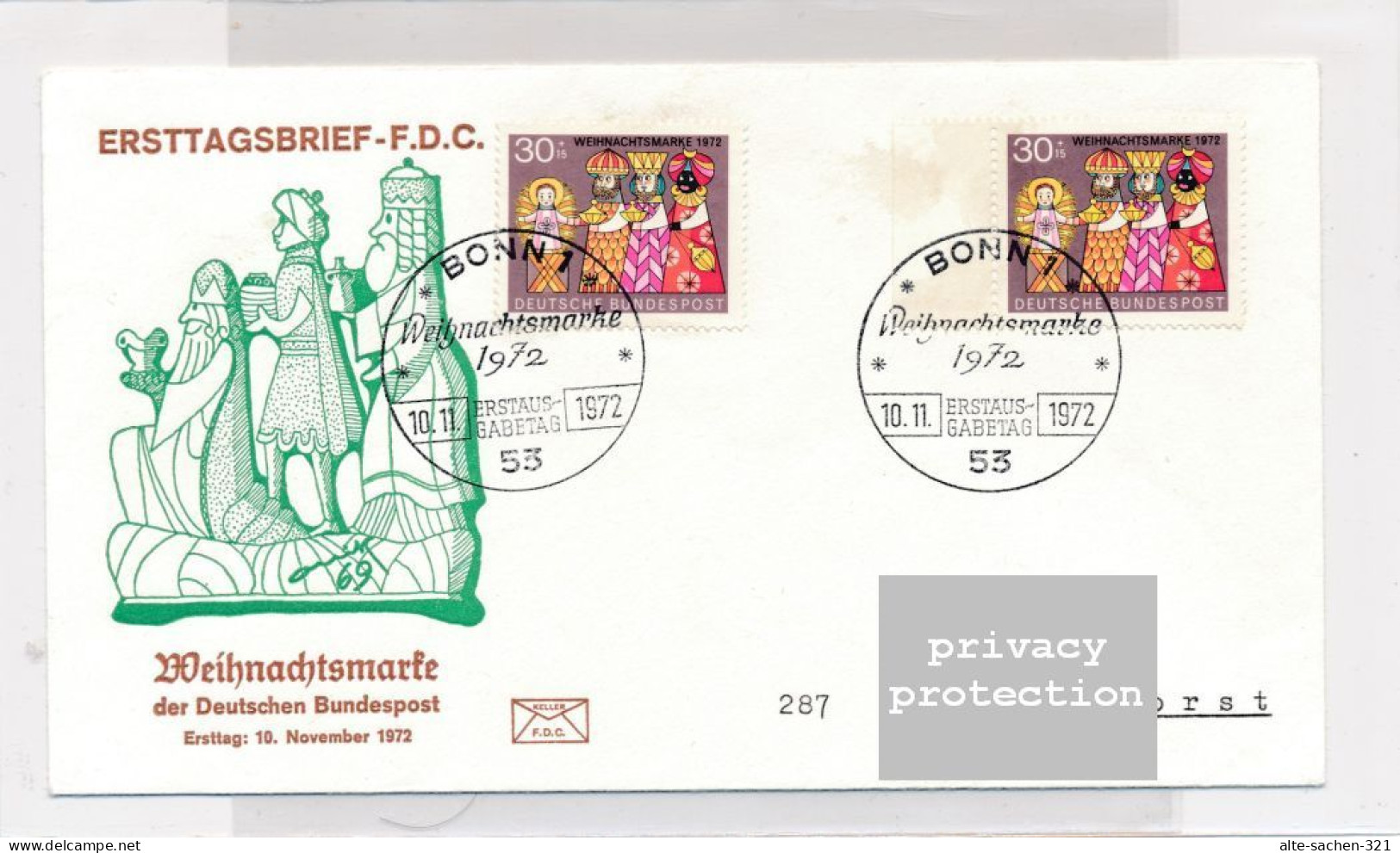 1972 FDC Ersttagsbrief Weihnachtsmarke - 1971-1980
