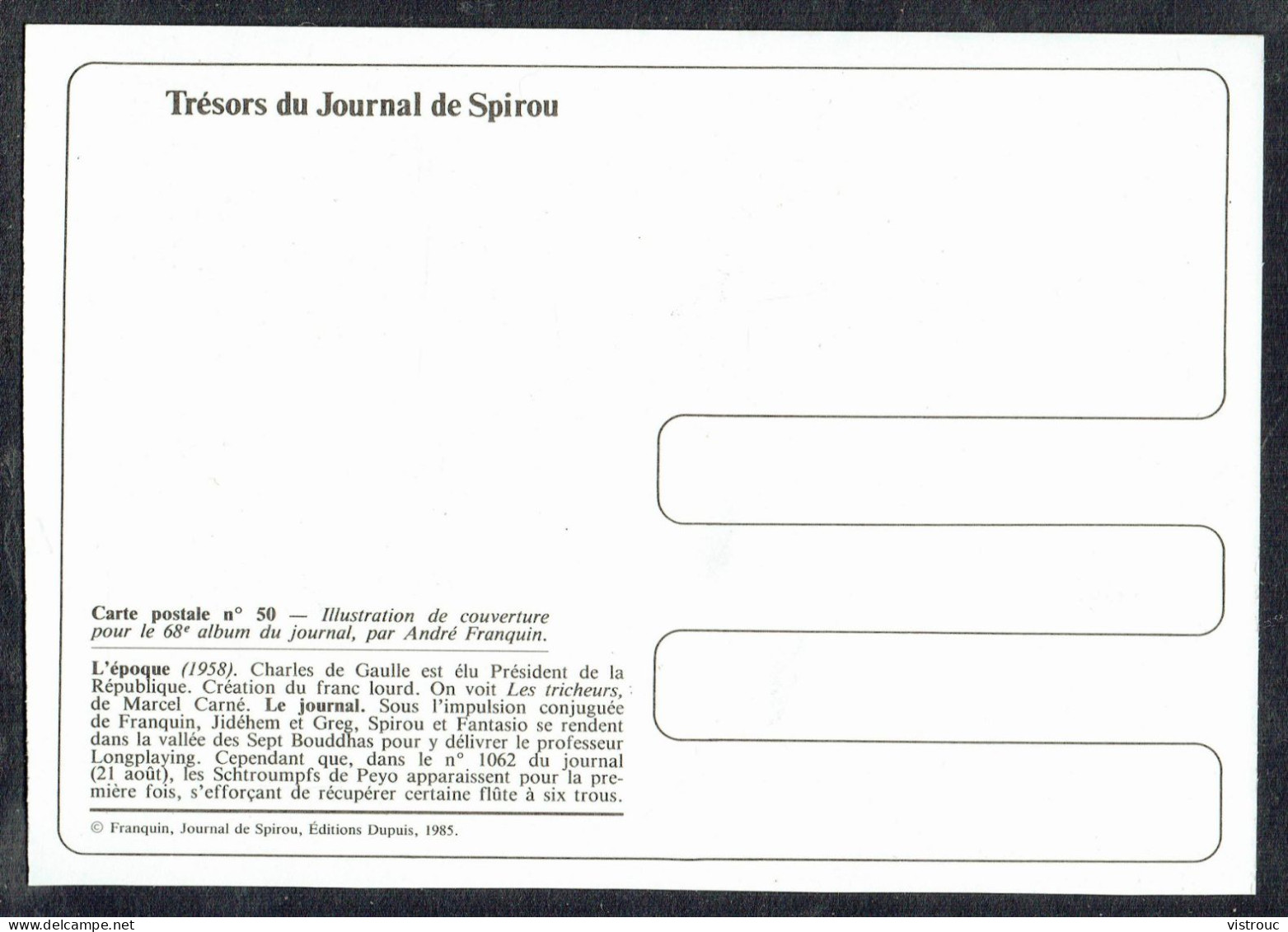 SPIROU - CP N° 50 : Illustration Couverture Album N° 68 De FRANQUIN - Non Circulé - Not Circulated - Ed. DUPUIS - 1985. - Comics