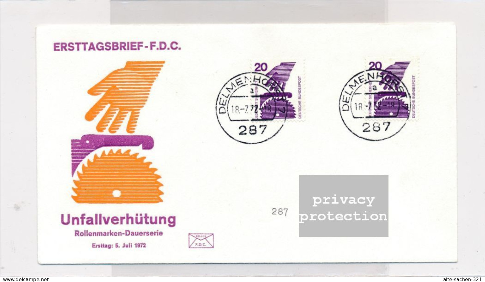 1972 FDC Ersttagsbrief Unfallverhütung Kreissäge - 1971-1980
