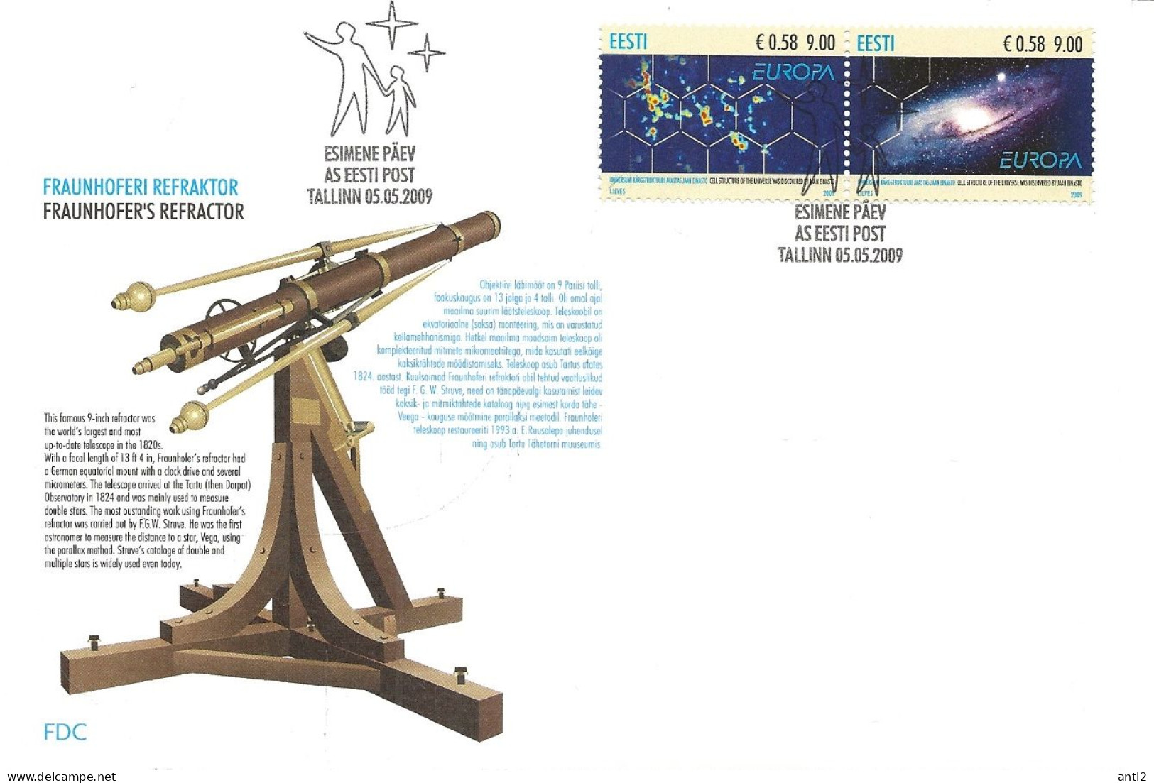 Estonia Eesti Estland 2009 Europe: Astronomy, Honeycomb Structure Of The Universe, Discovered By Ja  Mi 637-638 Pair FDC - Estland