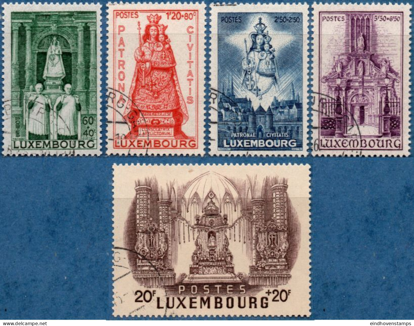 Luxemburg 1945 Madonna 5 Values Cancelled Statue, Altar - Used Stamps