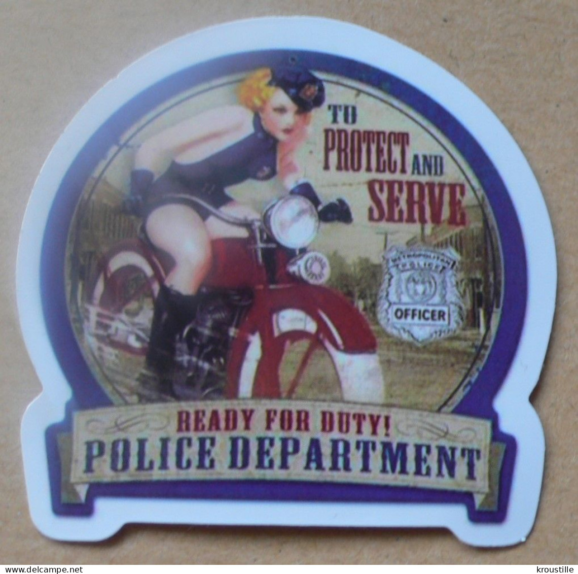 THEME FEMME / SEXY / MOTO : AUTOCOLLANT PIN UP - POLICE DEPARTMENT - Autocollants
