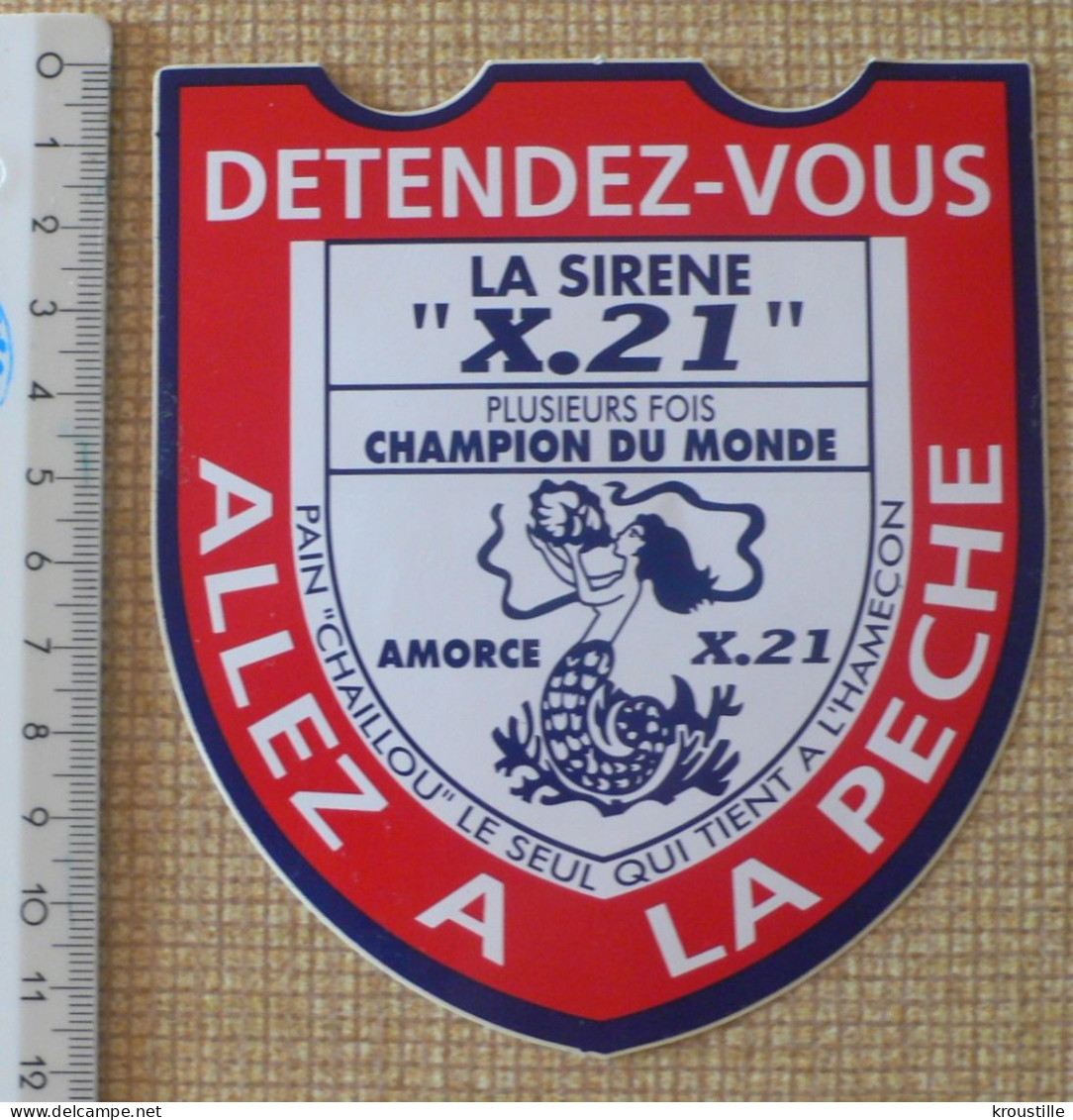 PECHE : LOT DE 2 AUTOCOLLANTS LA SIRENE - DETENDEZ-VOUS ALLEZ A LA PECHE - Stickers