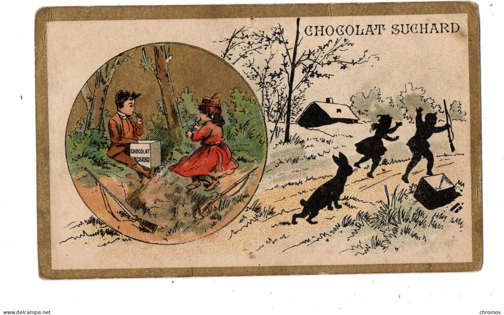 Chromo Chocolat Suchard, S 40 / 7, Image à Lômbre, Chasseurs Et Le Lapin - Suchard