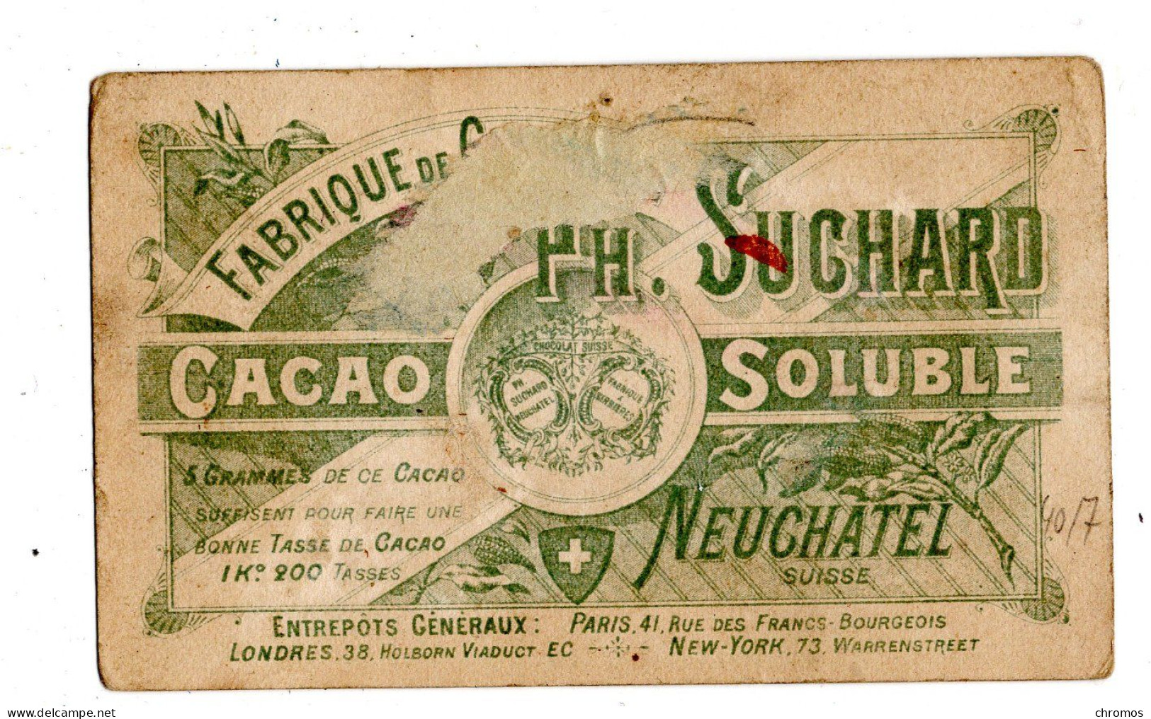 Chromo Chocolat Suchard, S 40 / 7, Image à Lômbre, Chasseurs Et Le Lapin - Suchard