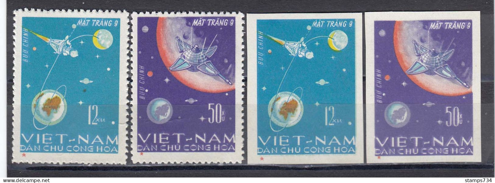 Vietnam Nord 1966 - Space: Luna 9, Mi-Nr. 448/49, Perf.+imperf., MNH** - Vietnam