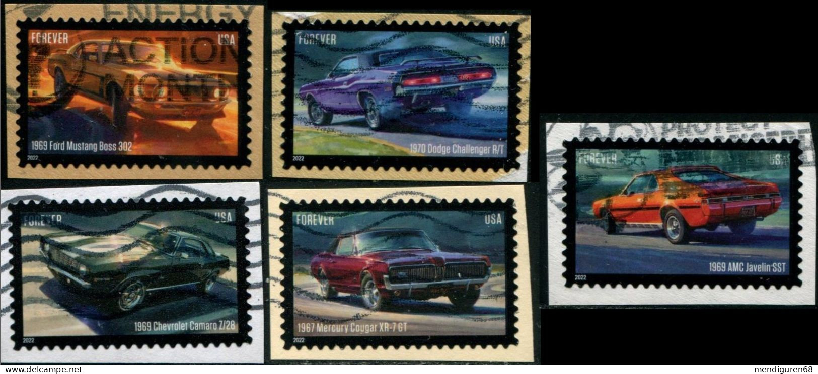 VEREINIGTE STAATEN ETATS UNIS USA 2022 PONY CARS SET 5V USED ON PAPER SN 5715-19 - Used Stamps