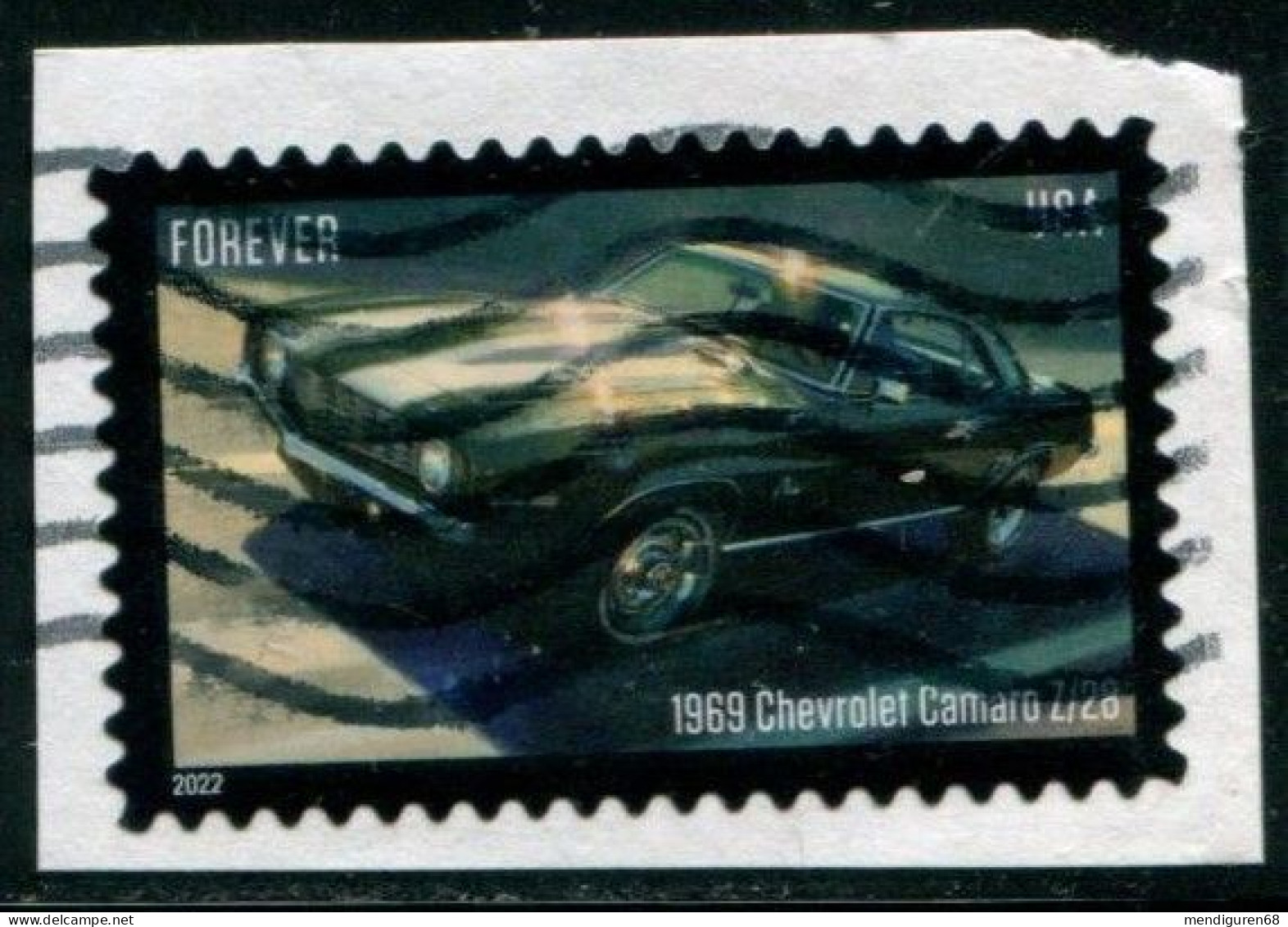 VEREINIGTE STAATEN ETATS UNIS USA 2022 PONY CARS: 1969 CHEVROLET CAMARO Z/28  USED ON PAPER SN 5717 - Oblitérés