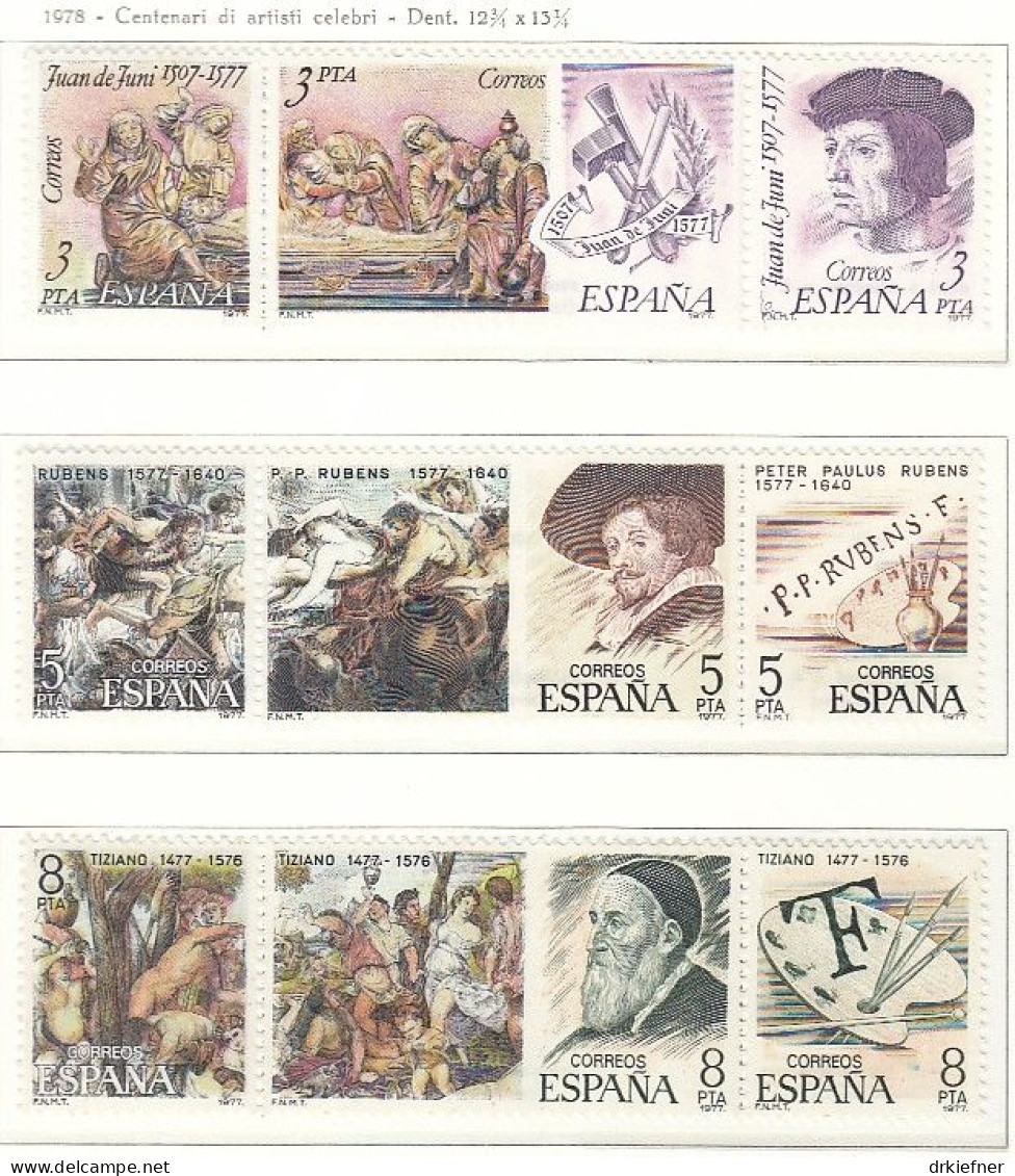 SPANIEN  2352-2360, Postfrisch **, Bildhauer Und Maler, 1978 - Unused Stamps