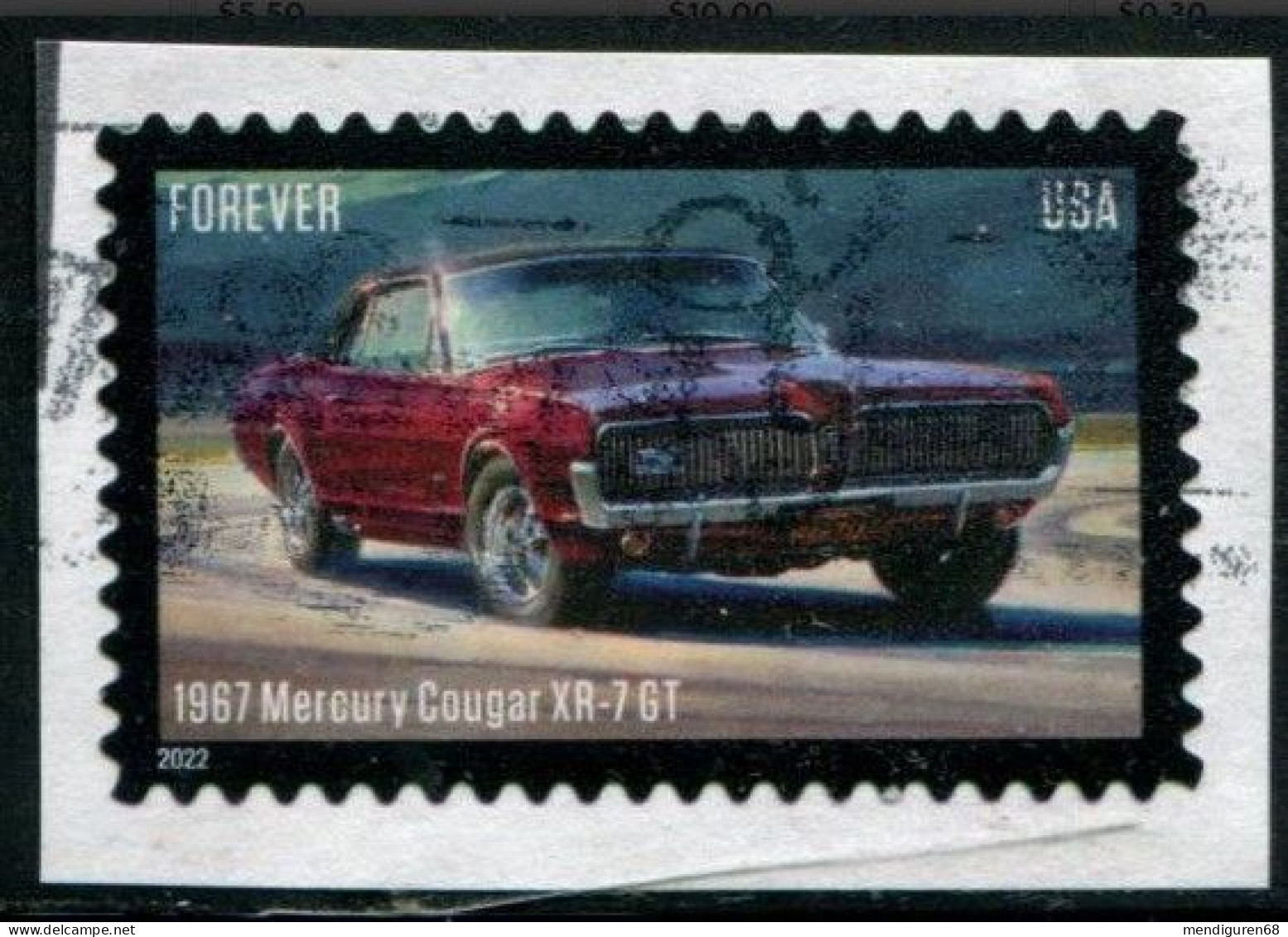 VEREINIGTE STAATEN ETATS UNIS USA 2022 PONY CARS: 1967 MERCURY COUGAR XR-7 GT USED ON PAPER SN 5718 - Gebruikt