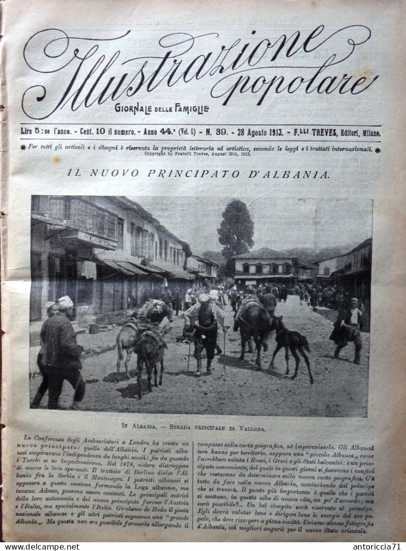 L'Illustrazione Popolare 28 Agosto 1913 Principato Albania Agrigento Montessori - Other & Unclassified