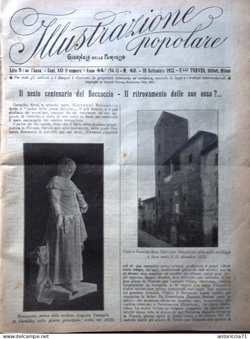 L'Illustrazione Popolare 18 Settembre 1913 Centenario Del Boccaccio Villa Giulia - Other & Unclassified