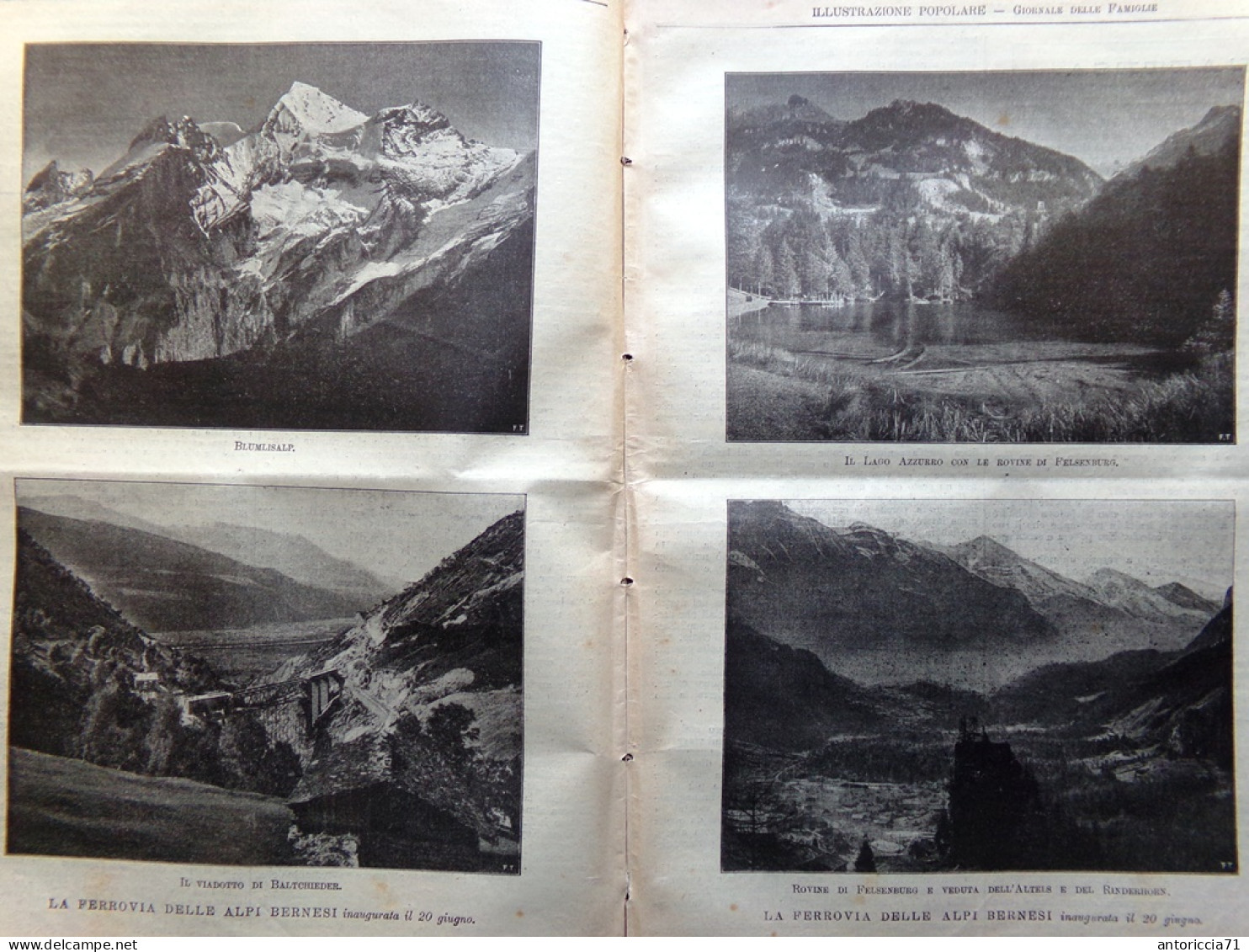 L'Illustrazione Popolare 19 Giugno 1913 Ferrovia Alpi Bernesi Colosso Rodi Papa - Autres & Non Classés